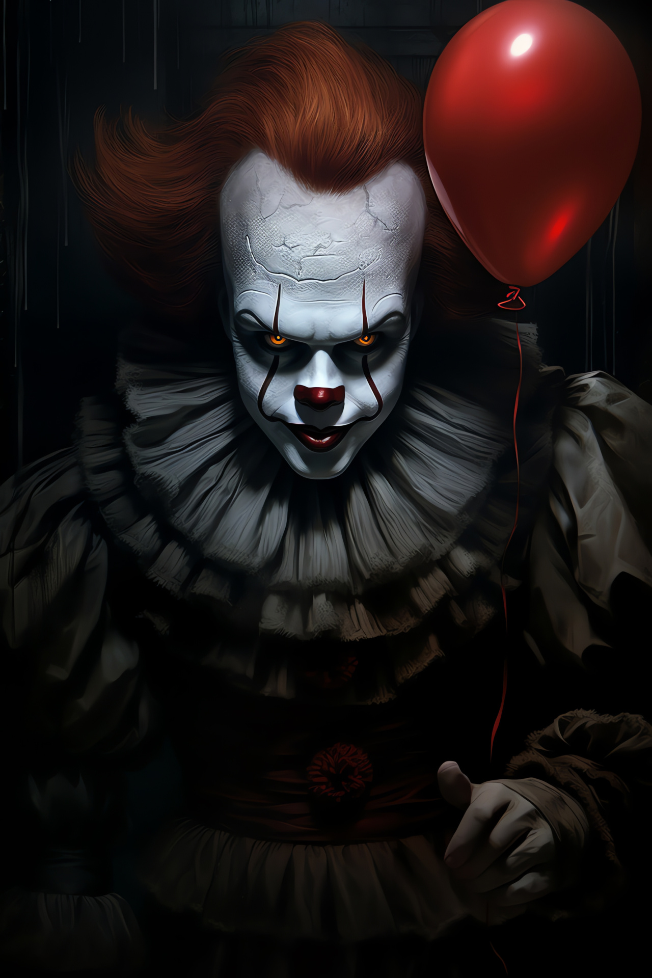 Pennywise The Clown, daunting mansion, pitch-black dare, clown visage, crimson embellishments, HD Phone Wallpaper