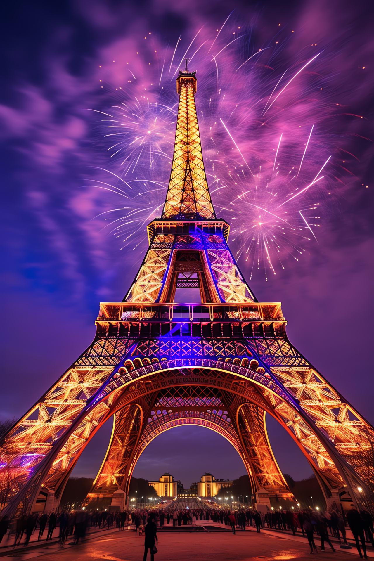 Parisian Christmas scene, Iconic Eiffel Tower, Festive light decorations, French seasonal vibe, HD Phone Wallpaper