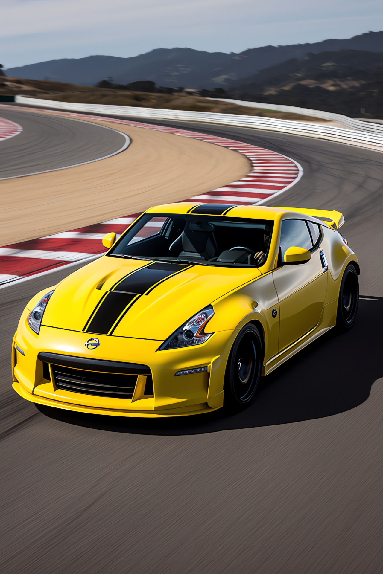 350Z NISMO Edition, Californian racetrack, striking vehicle color, sport-modified style, racing circuit, HD Phone Image