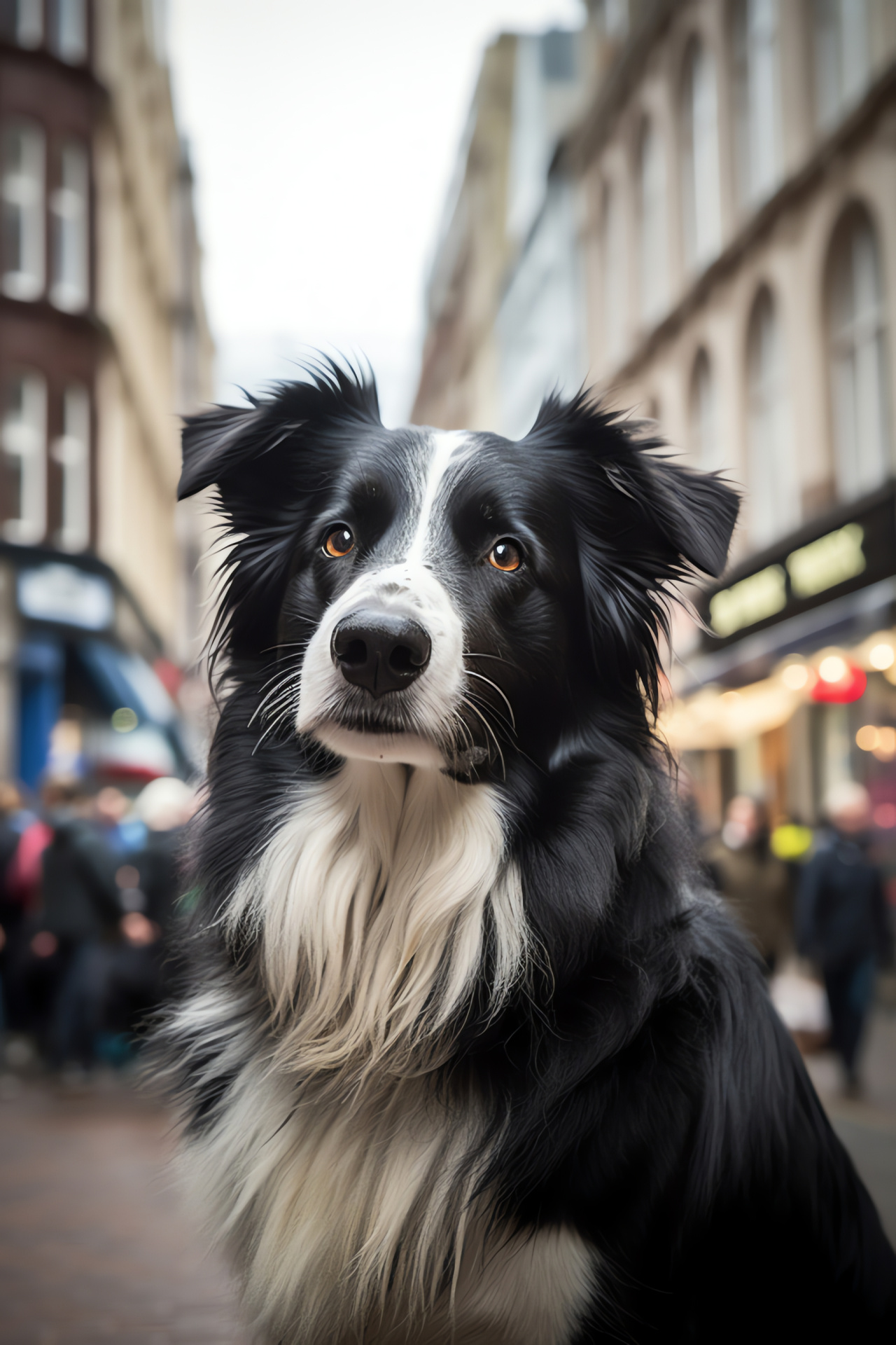 Patrol Sheepdog, watchful dog eyes, metropolitan police work, canine urban duty, protector fur coat, HD Phone Wallpaper