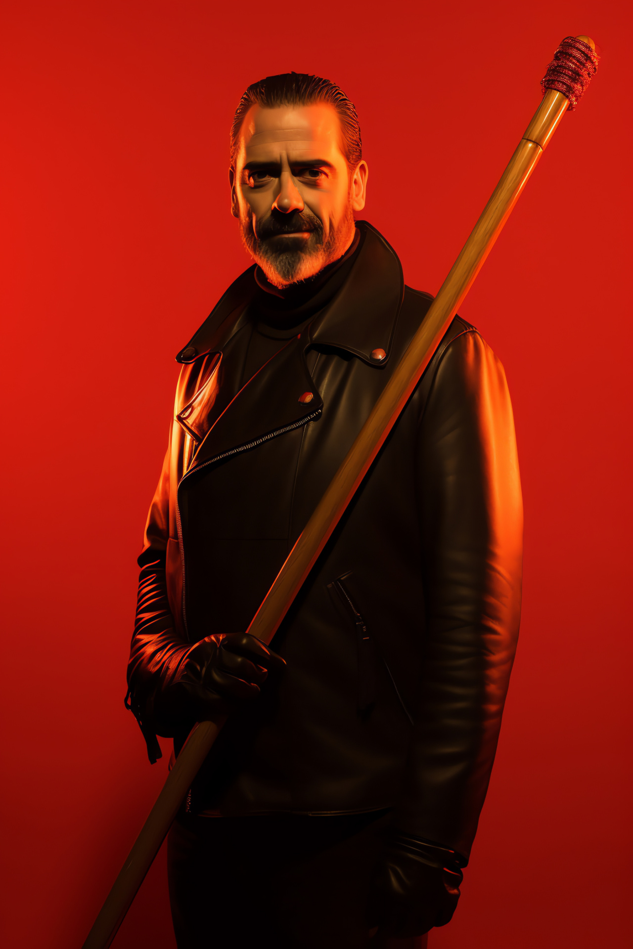 Negan, The Walking Dead series, Notorious villain, Dark leather jacket, Charismatic leader, HD Phone Wallpaper