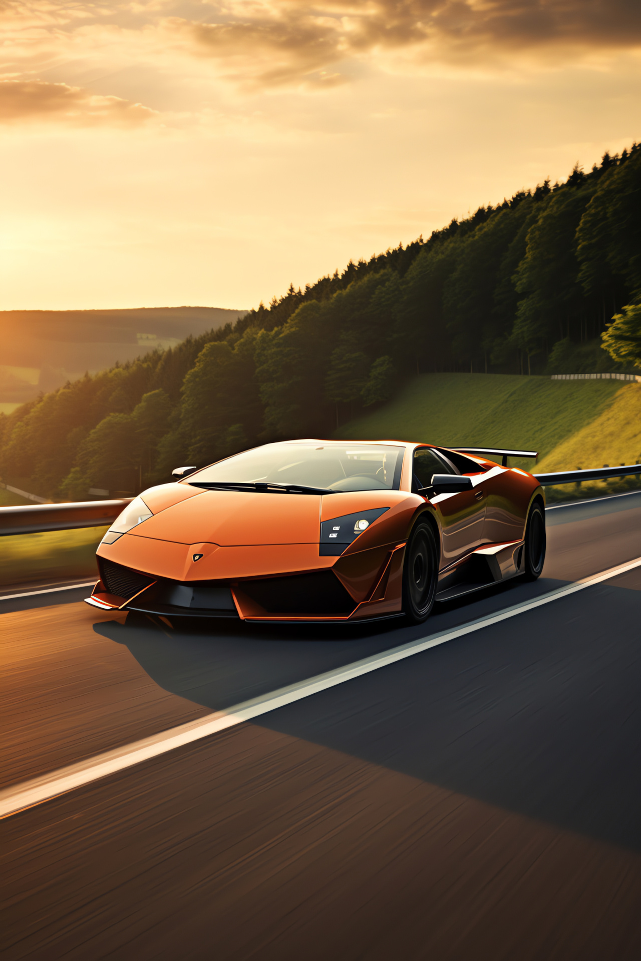 Murcielago LP670-4 SV, Performance Autobahn car, Italian engineering, German countryside setting, SuperVeloce power, HD Phone Image