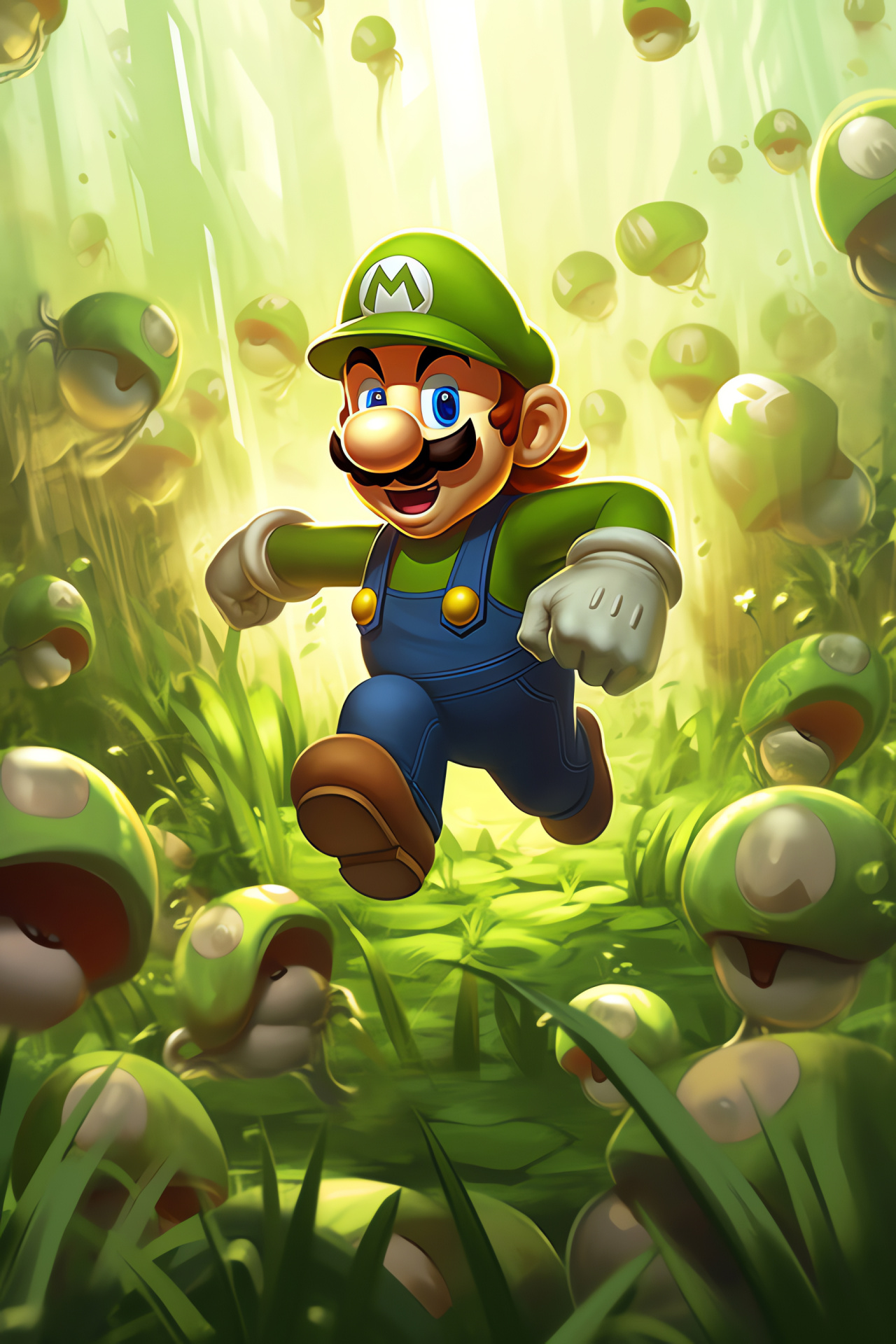 New Super Mario Bros, Luigi character, Goombas enemies, Grassland levels, In-game challenges, HD Phone Wallpaper