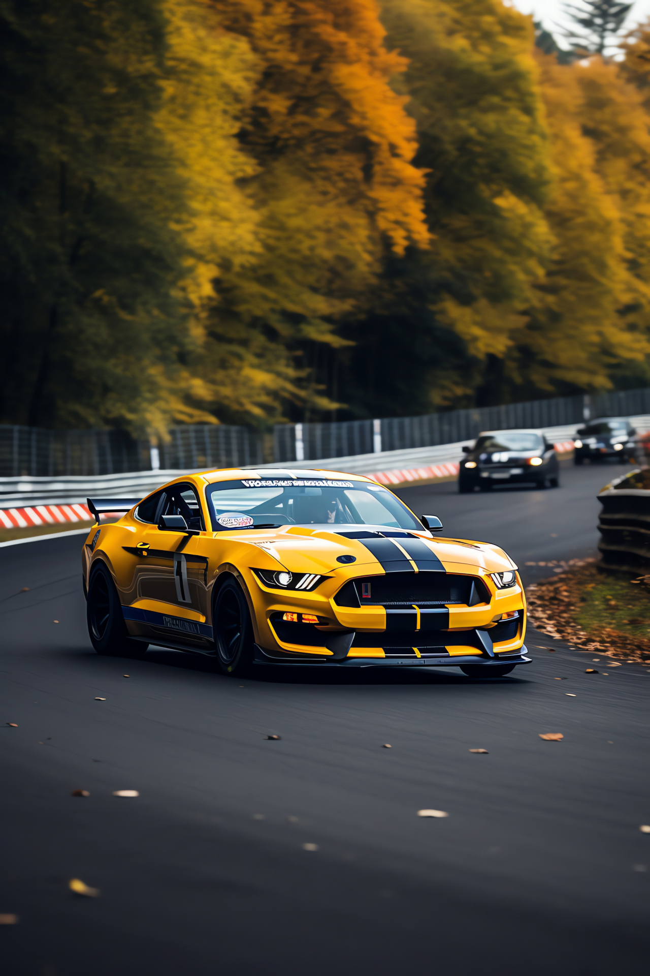 Shelby Mustang GT350R, German circuit, Racing aerodynamics, High-performance track car, Extended wheel arches, HD Phone Image