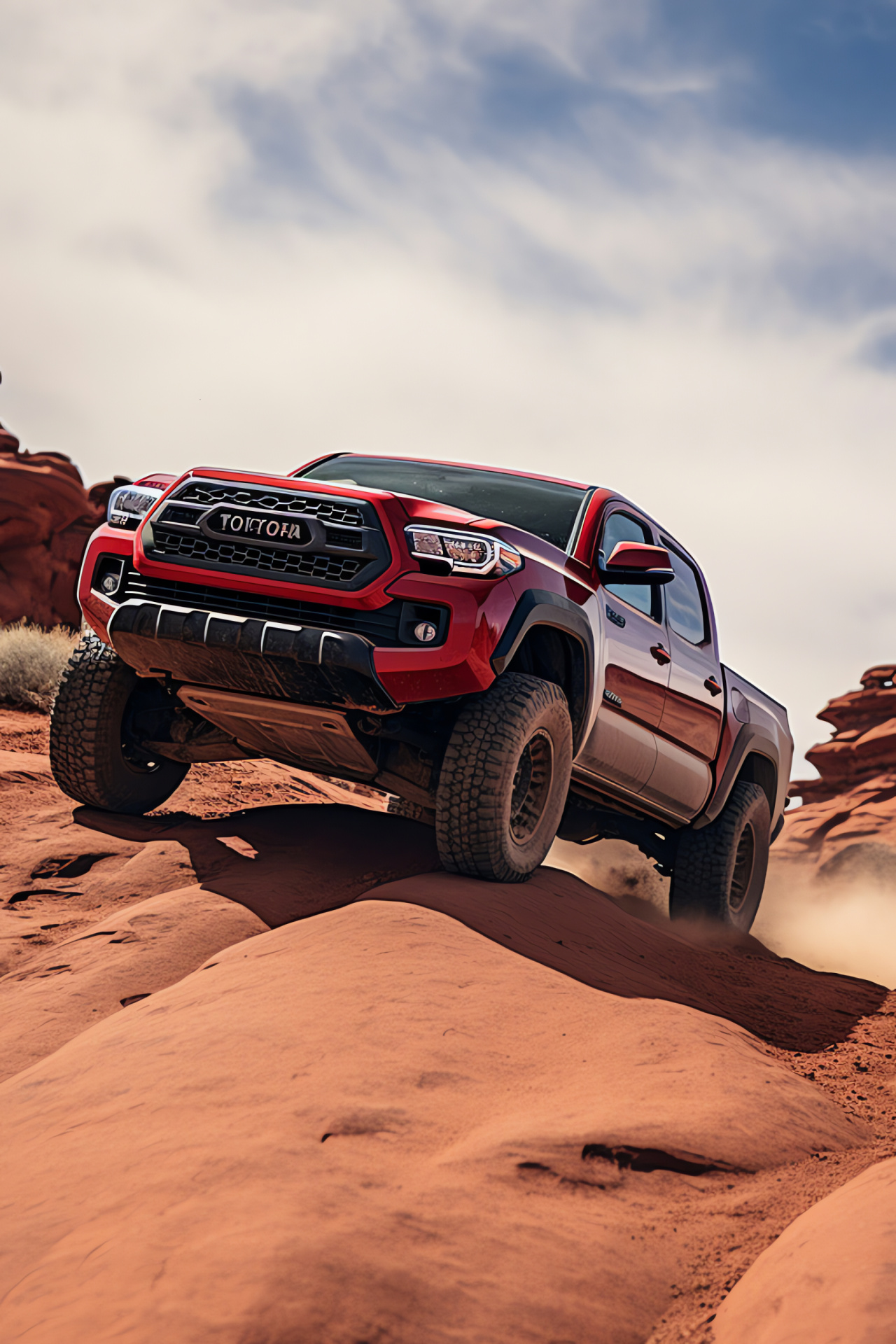 Toyota TRD vehicle, Moab adventure, Tacoma model, Treacherous trail, Off-road capability, HD Phone Wallpaper