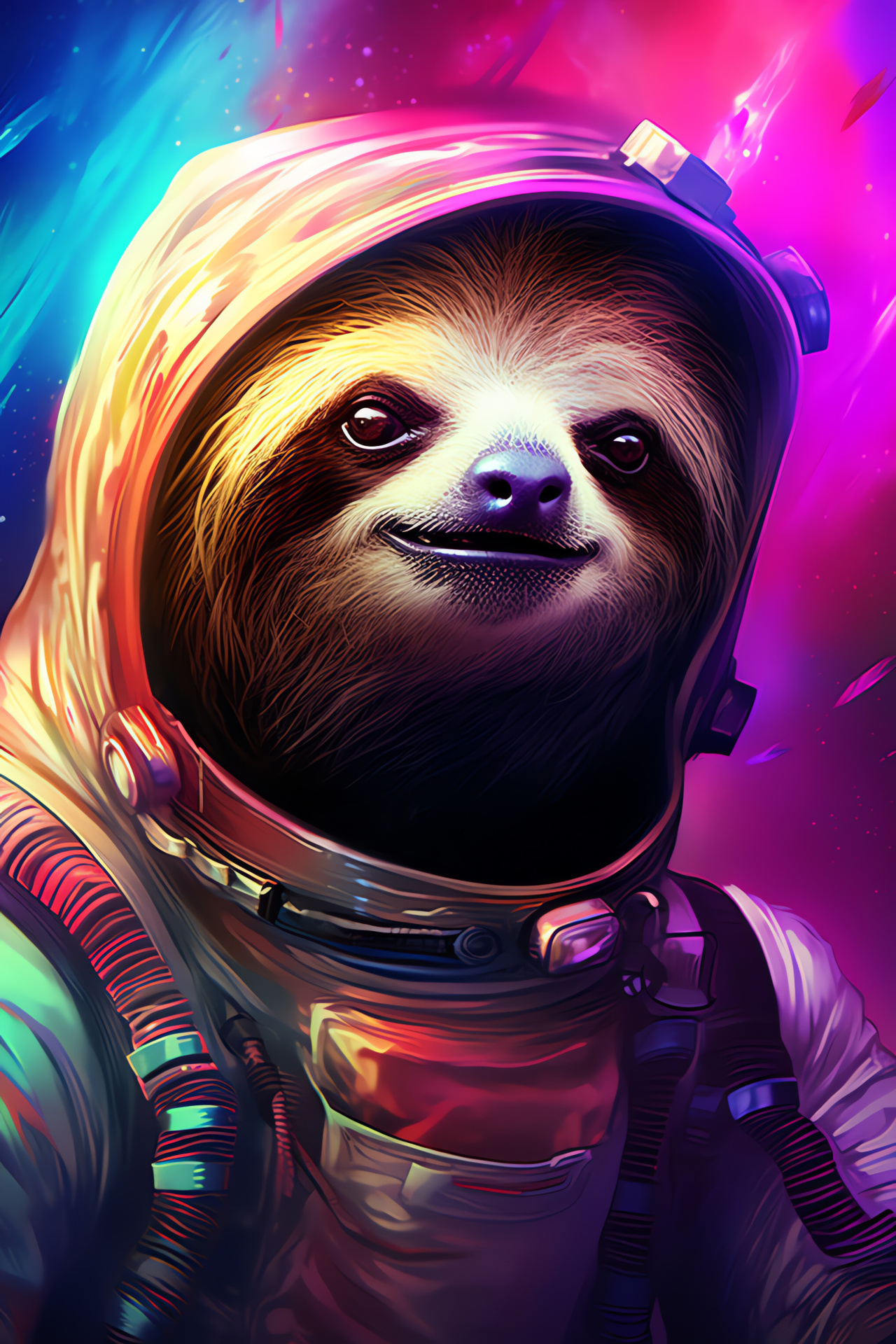 Sloth Astronaut, Subterranean world, Bioluminescent habitat, Phosphorescent suit, Cave explorer, HD Phone Wallpaper