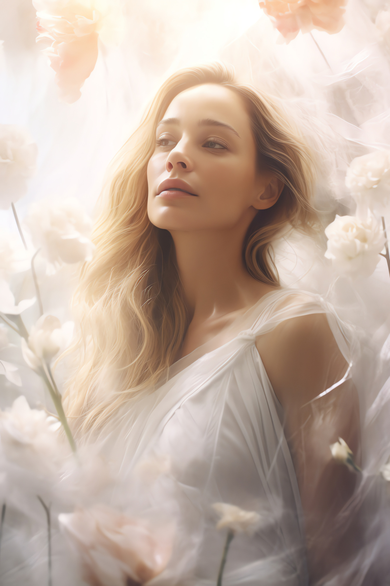 Piper Perabo cinema, scene enchantment, draping elegance, floral paradise, actress grace, HD Phone Wallpaper