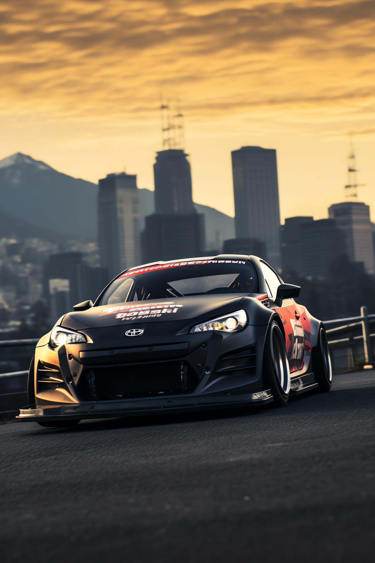 Toyota GT86 transformation, Ebisu Circuit showcase, Controlled powerslide, Iconic Mount Fuji, Drifting techniques, HD Phone Wallpaper