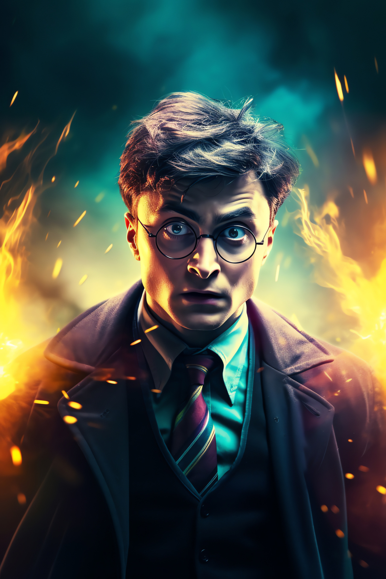 Young wizard Harry Potter, Magic wand usage, Fantasy adventure, Fictional character, Dramatic moment, HD Phone Wallpaper