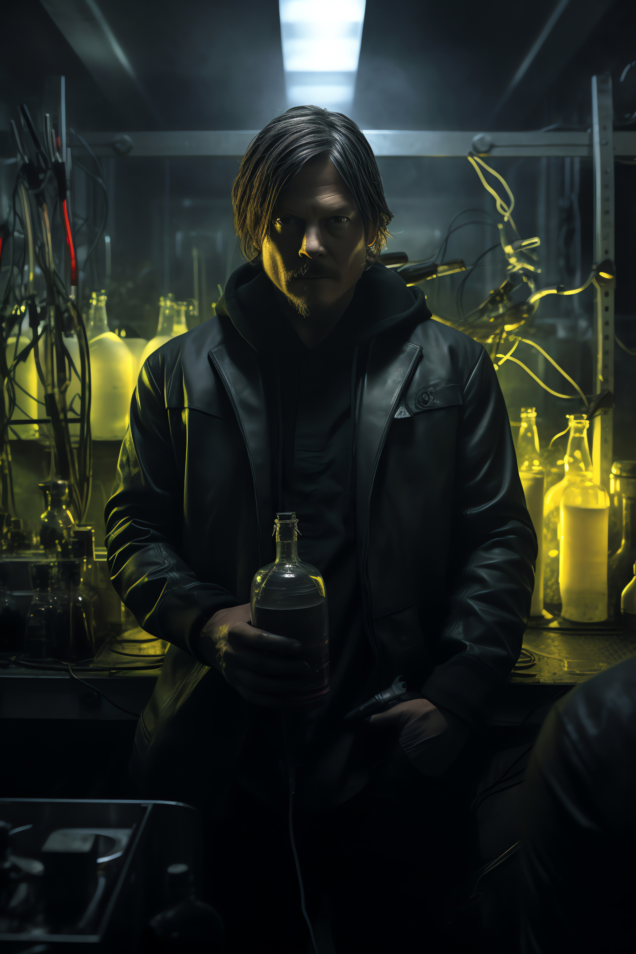 Norman Reedus filmography, Science fiction set, High-tech research facility, Innovative cinematic props, Movie actor, HD Phone Image