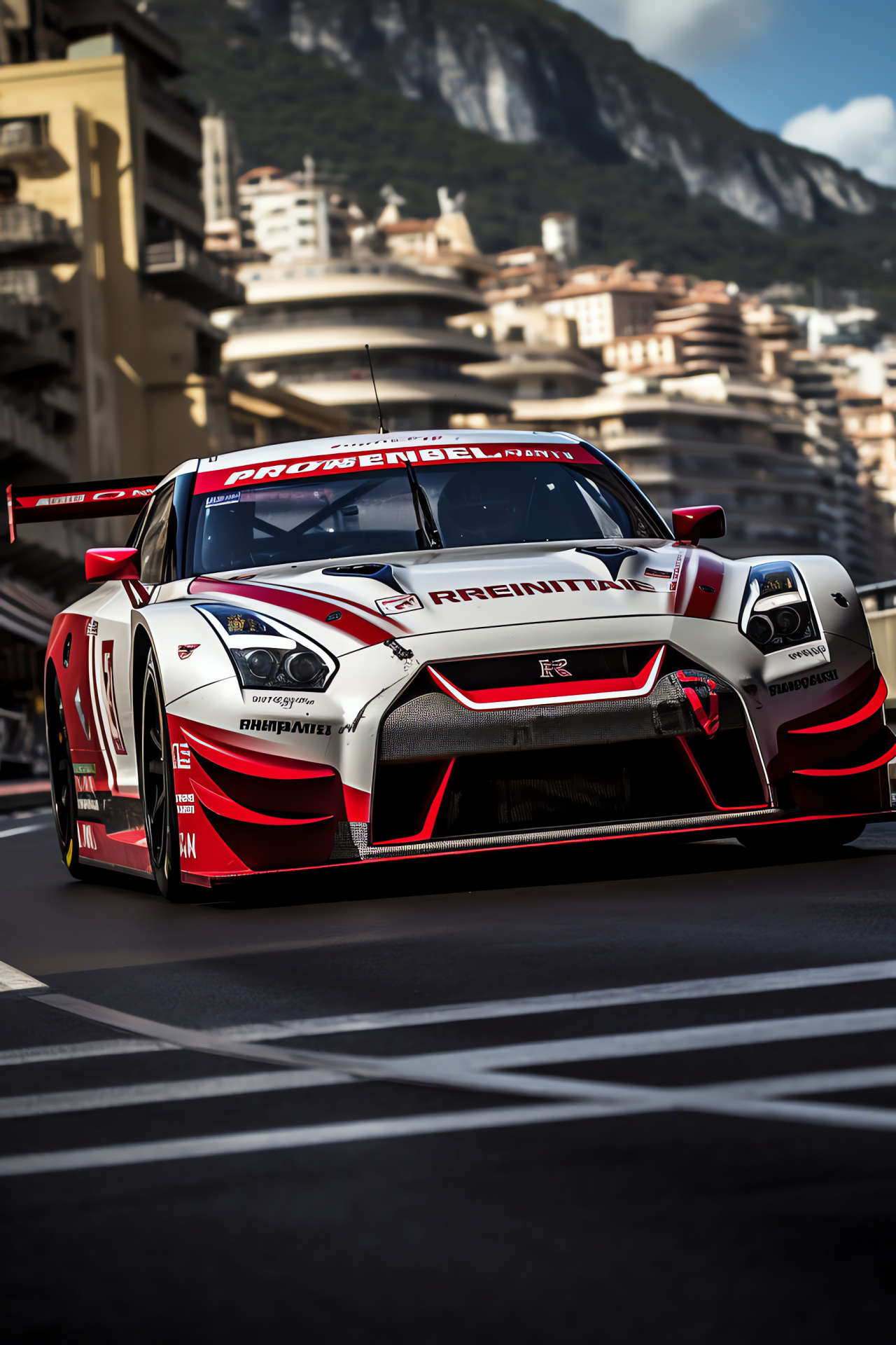 GT-R Nismo GT500, legendary Monaco circuit, luxury racing backdrop, precision motorsport, exclusive yacht scene, HD Phone Wallpaper