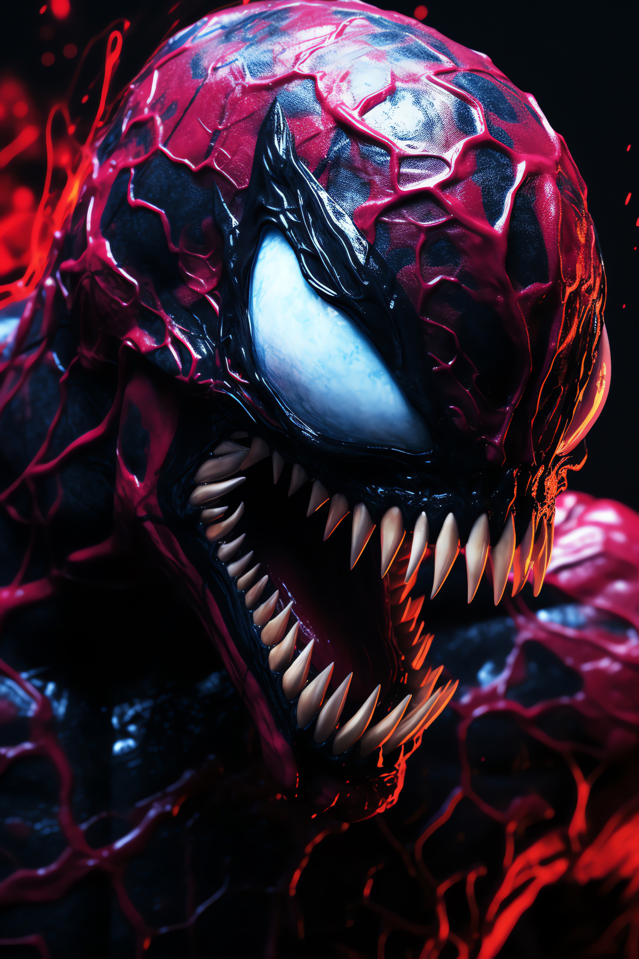 Spiderman Venom figure, Alien symbiote, Marvel comics, Villainous glare, Creature design, HD Phone Wallpaper