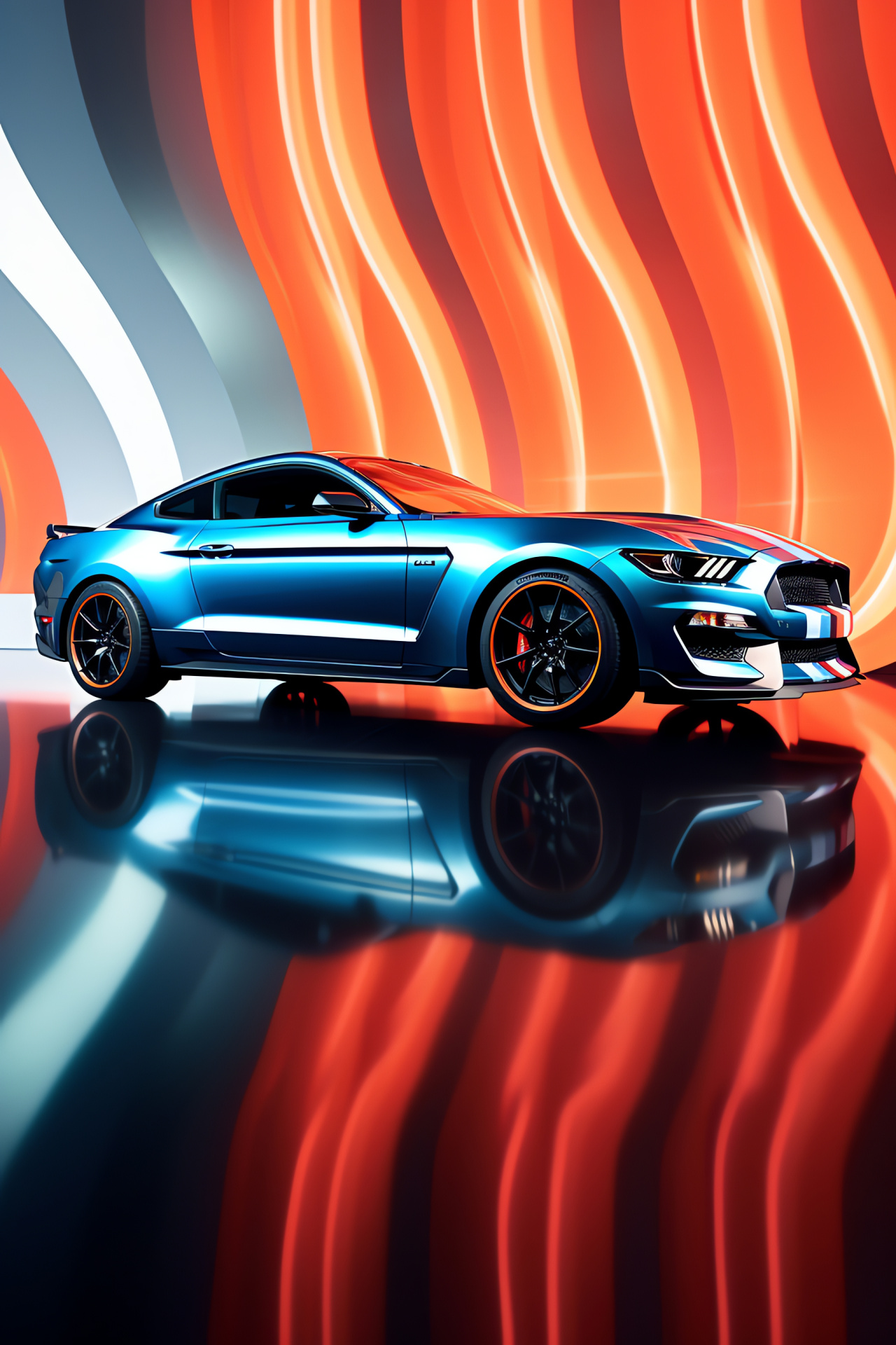 Mustang GT350, Geometric pattern, Two-tone effect, Lateral portrait, Modern design, HD Phone Wallpaper
