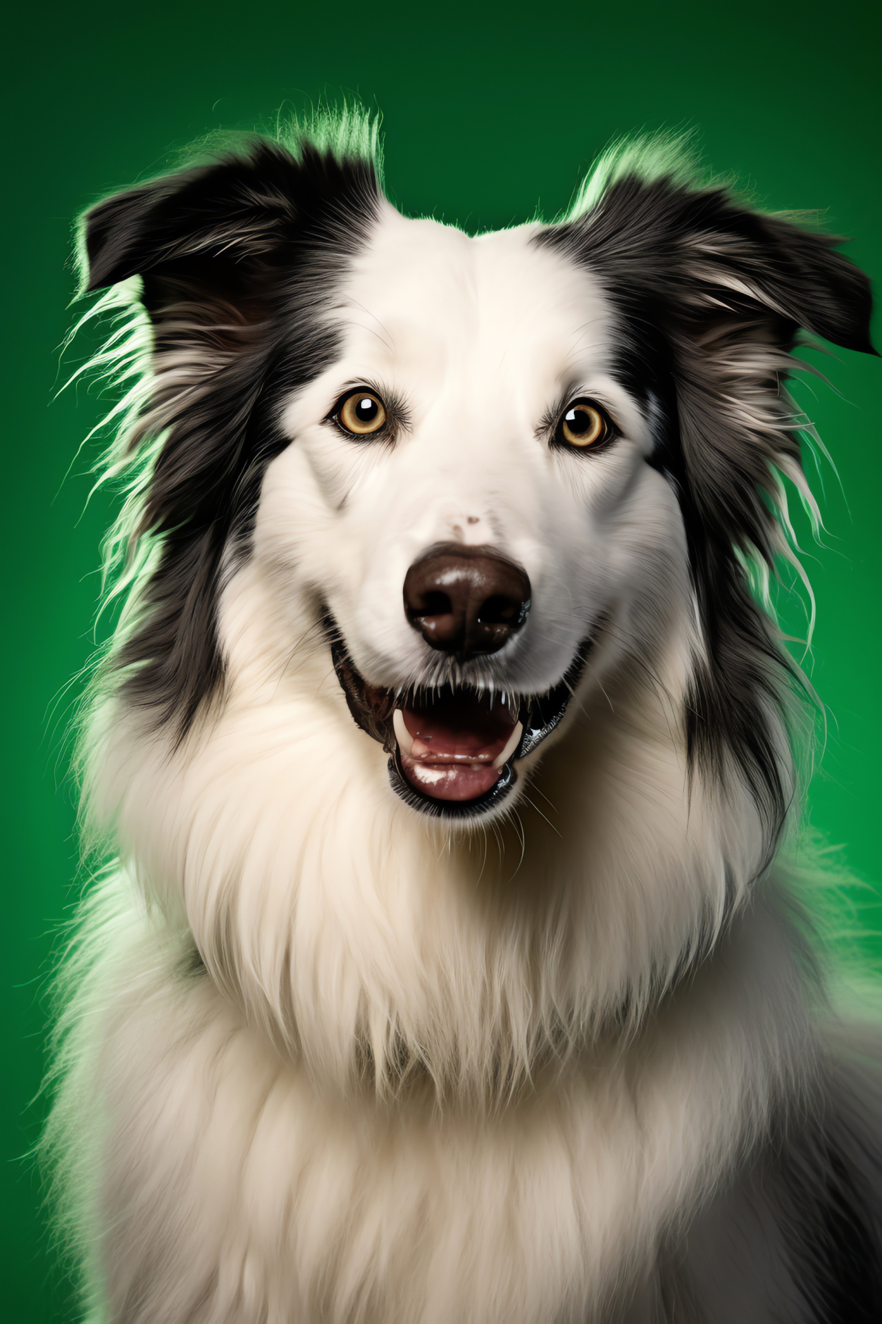 Sheepdog Police, Canine officer, White fur, Green backdrop, Enforcement animal, HD Phone Image