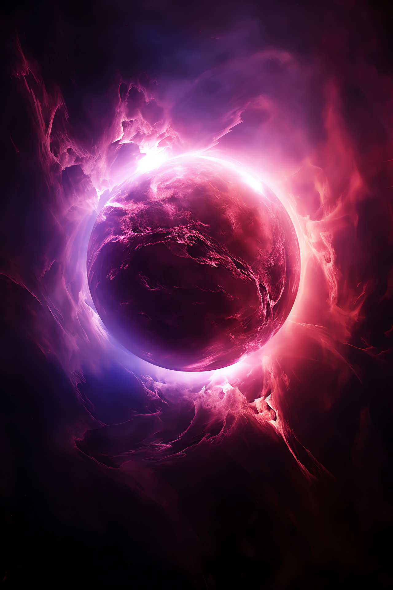 Stellar eclipse, Space enchantment, Diffused nebulae, Celestial hues glow, Ethereal purples shimmer, HD Phone Wallpaper