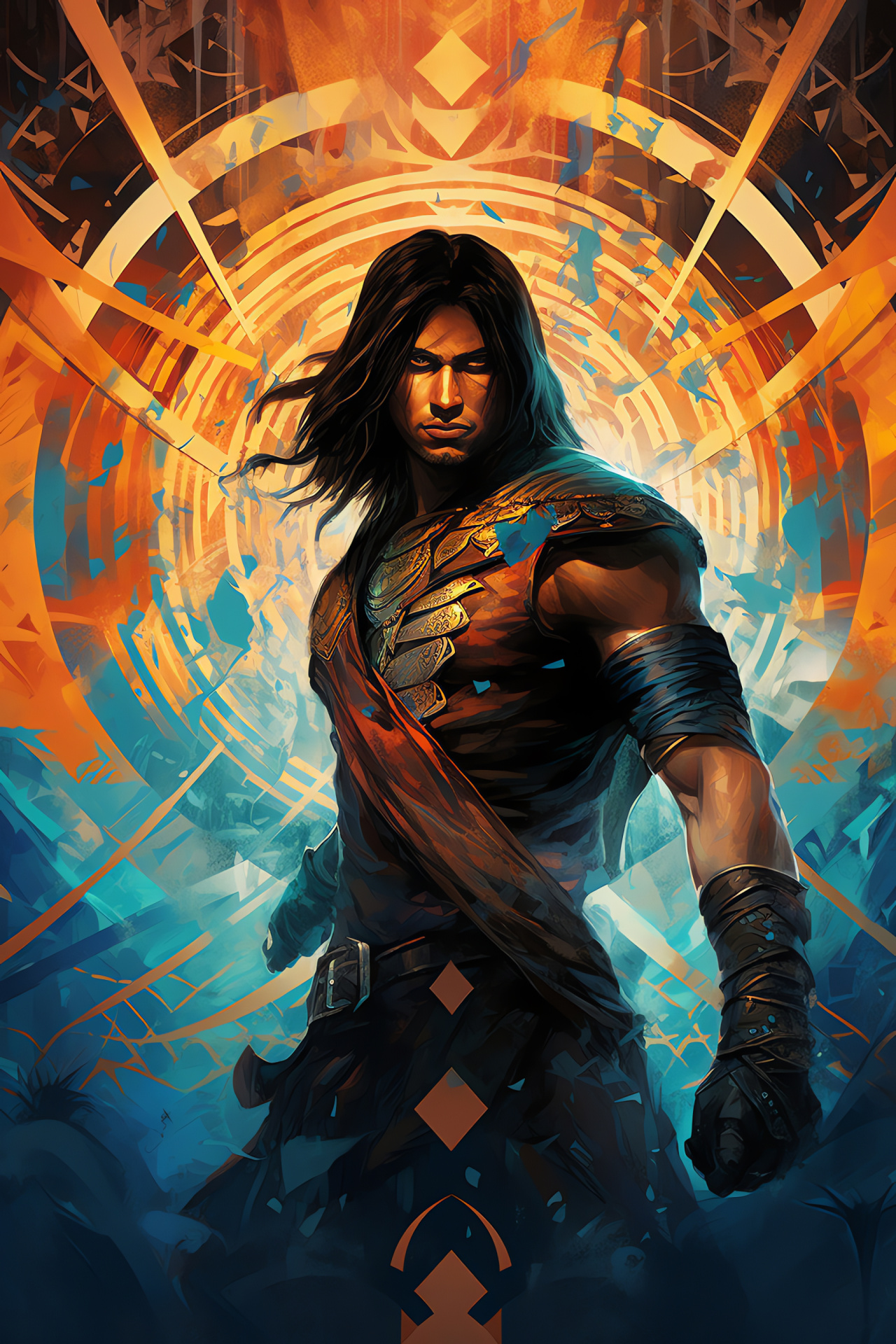 Warrior Within iteration, azure-eyed protagonist, combat garb, flexible stance, tempestuous sword, HD Phone Wallpaper
