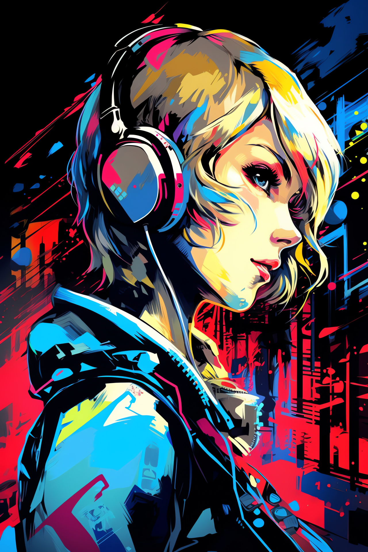 Persona 3 musical accessory, Fluorescent illumination, Technicolor reverie, Lucid swirls, Melodic essence, HD Phone Image
