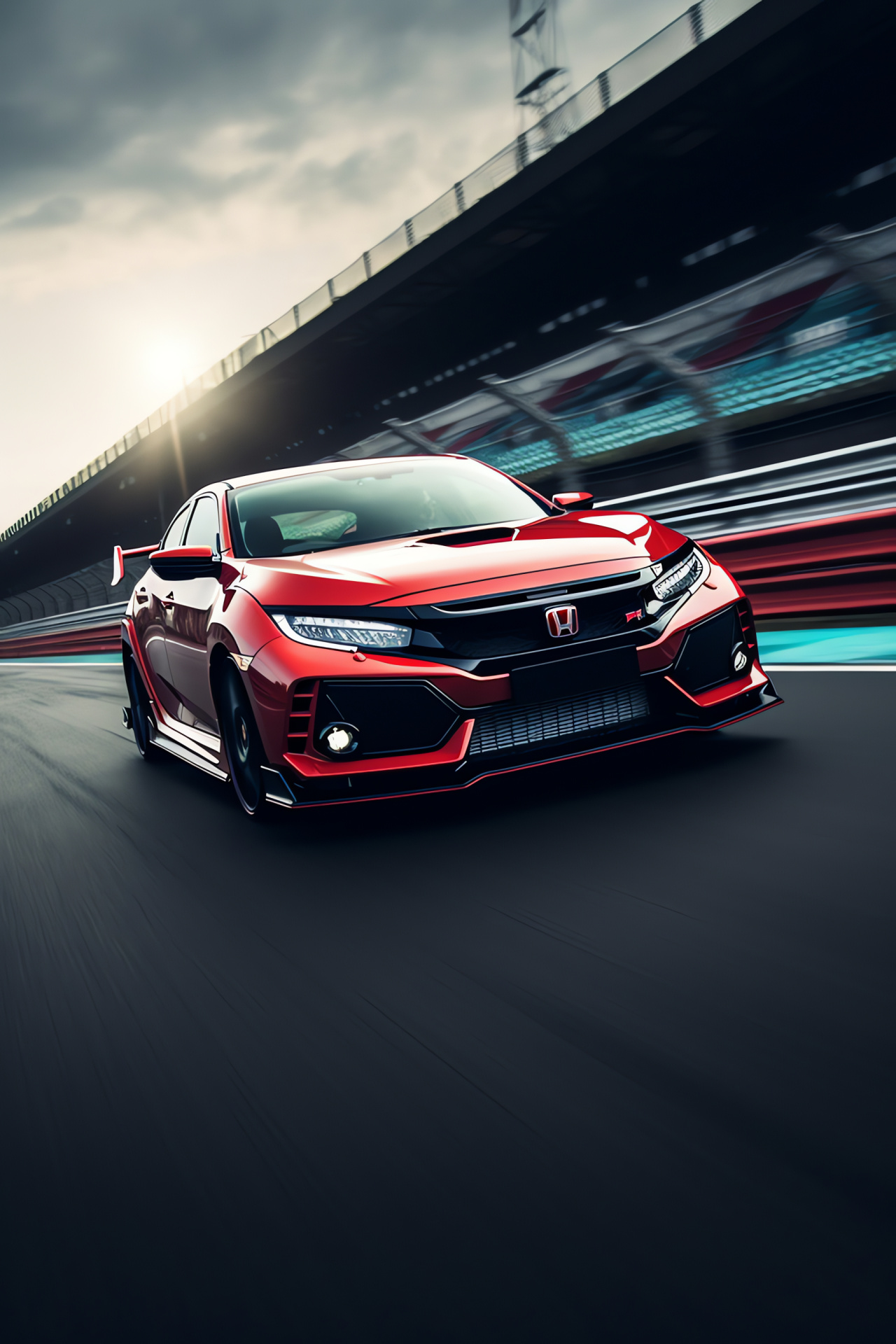 VTEC technology, Honda Civic Type R, Suzuka raceway, sporty silhouette, precision engineering, HD Phone Wallpaper