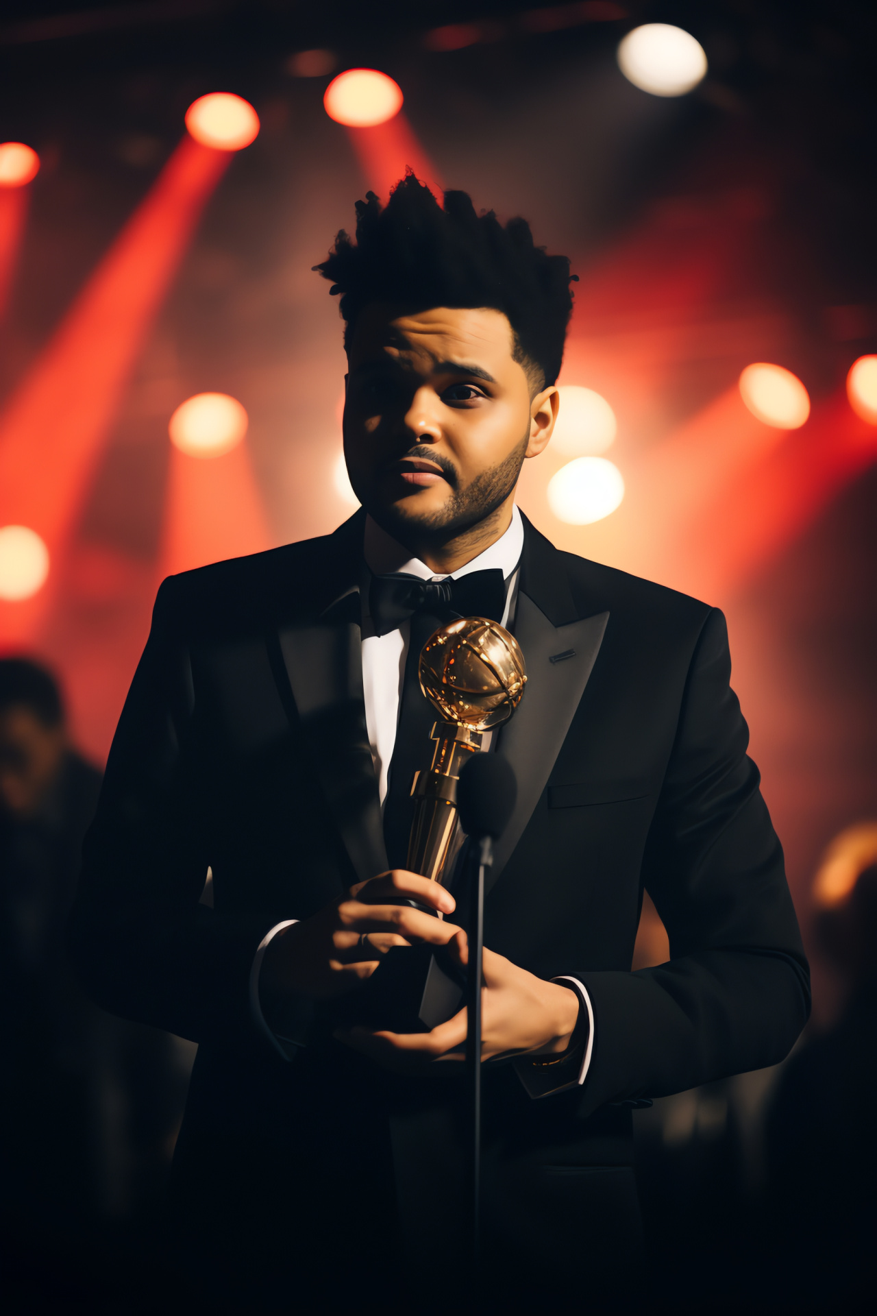 Musician The Weeknd, Recognizable hairstyle, Award event fashion, Vocal performer, Elegant evening wear, HD Phone Image