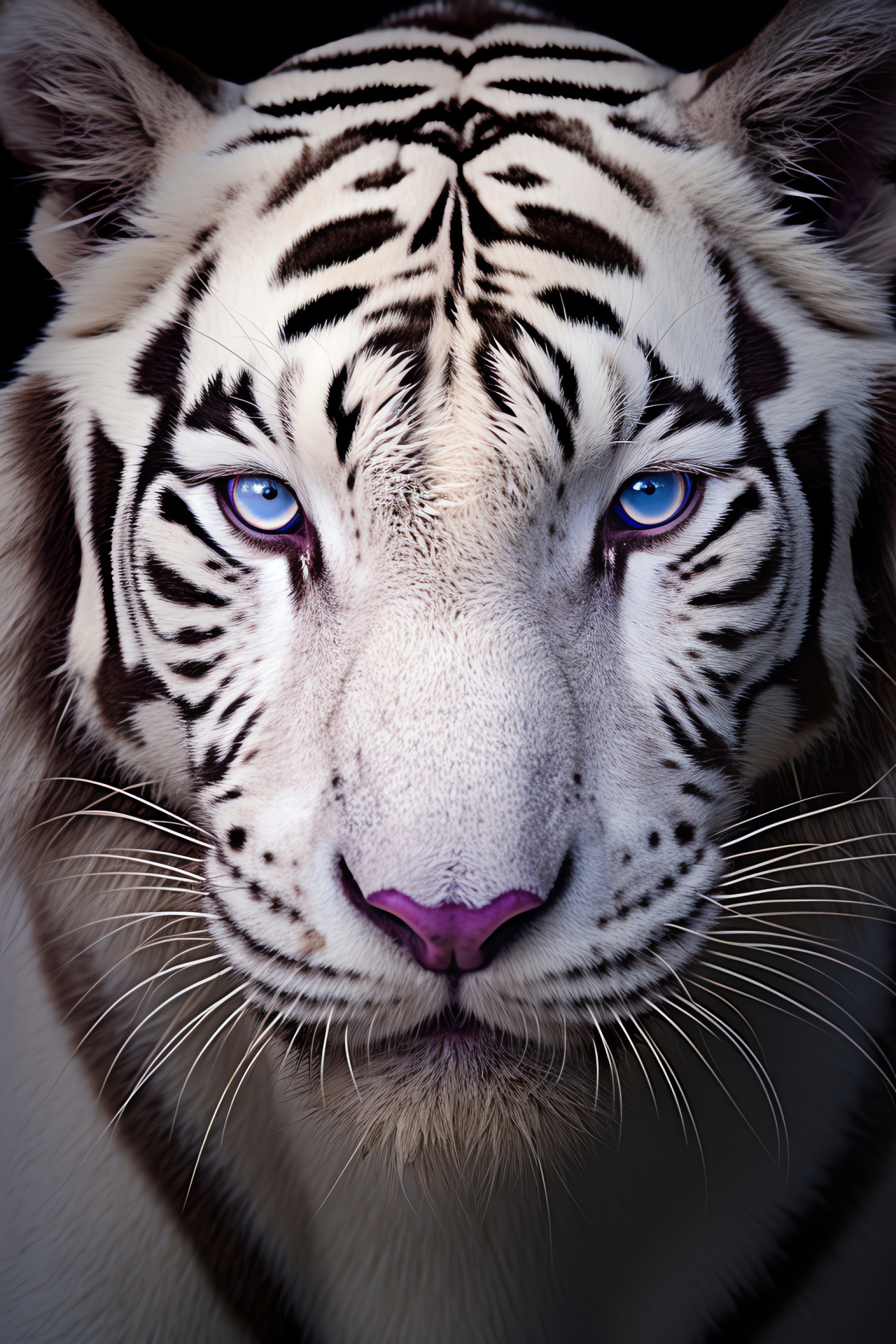 White Bengal Tiger, feline intensity, dual-tone setting, wild animal, regal gaze, HD Phone Wallpaper