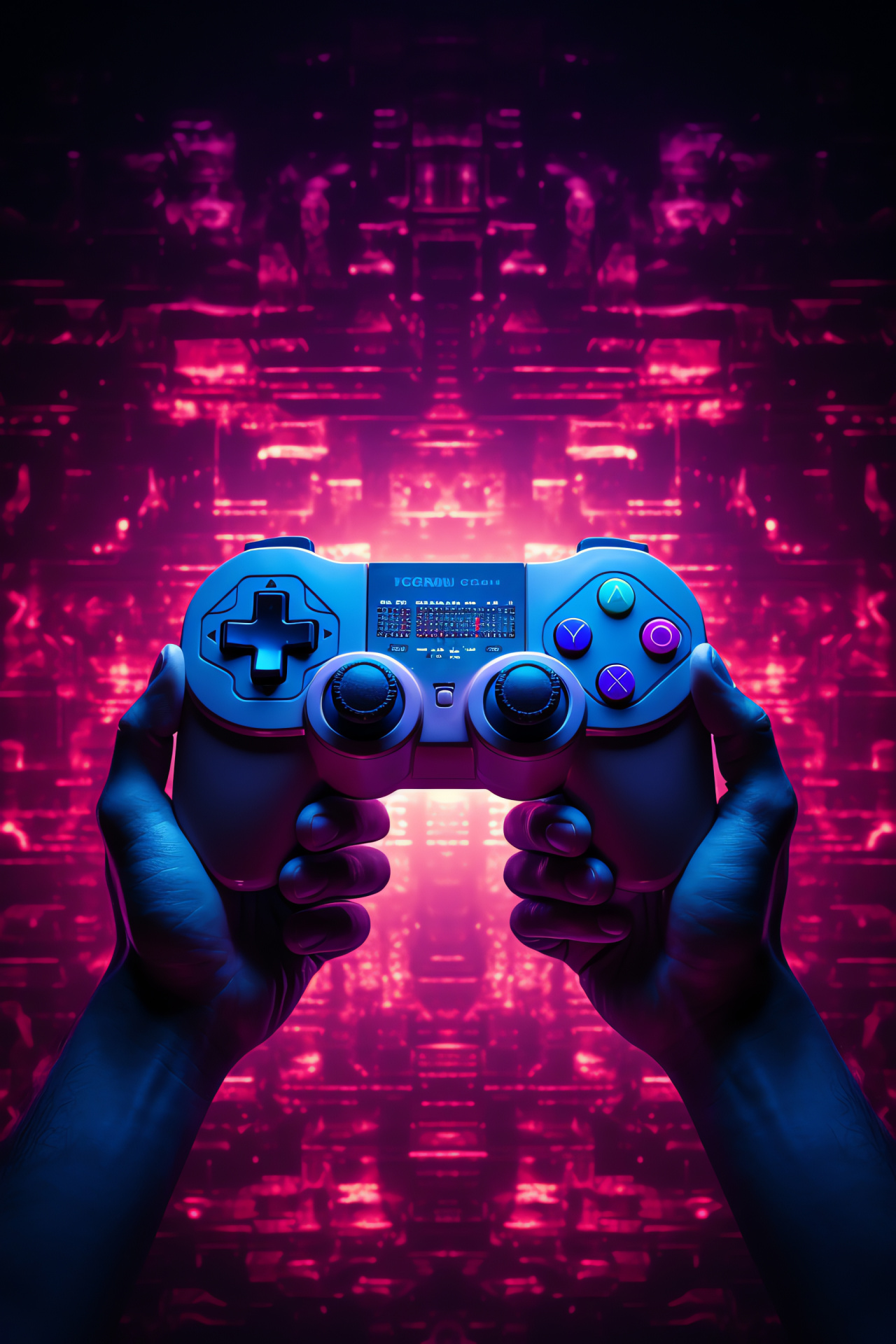 PC Gamer pixel persona, dual-color scene, Pixel eyes, petite digital representation, HD Phone Image