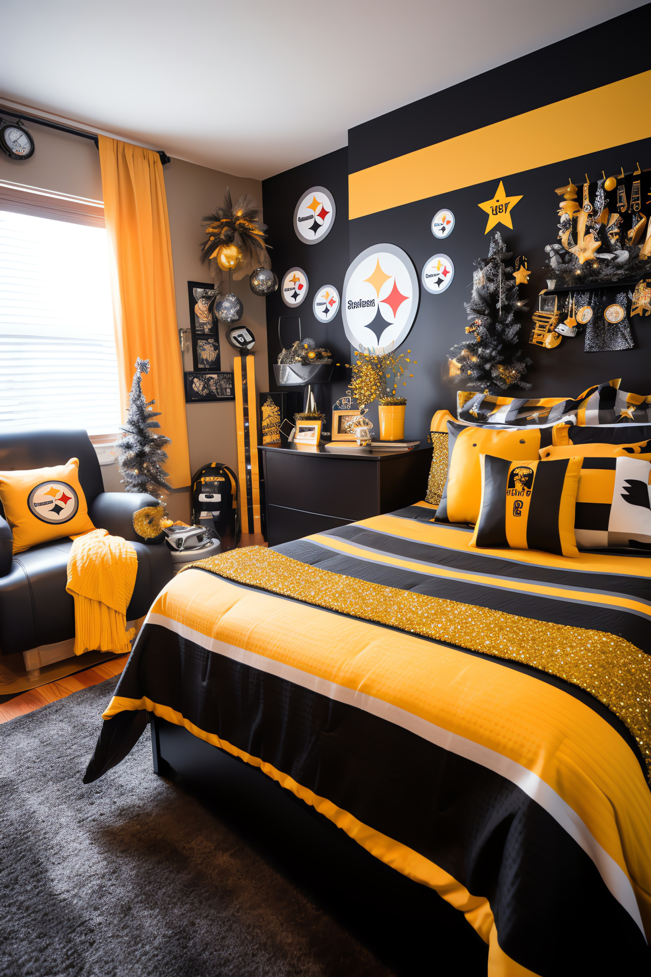 Fans private space, Steelers decorations, Photography of icons, Dormitory with team spirit, Comforting sports theme, HD Phone Wallpaper