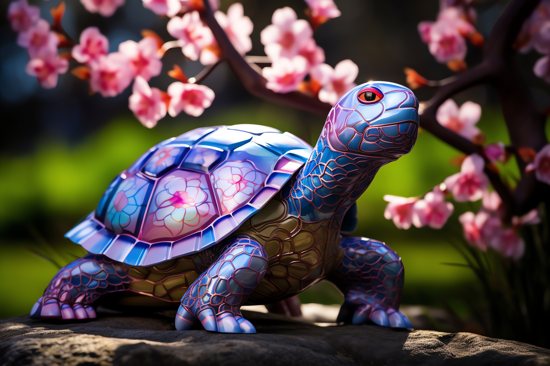 Testudine brilliance, Spectrum shell coat, Array of shell hues, Rosy, violet, azure, HD Desktop Image