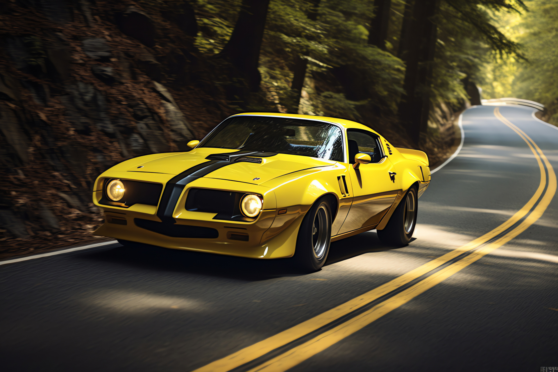 Pontiac Firebird Trans Am, High-performance Trans Am WS6, Yellow muscle machine, Road adventure, Exhaust notes, HD Desktop Wallpaper