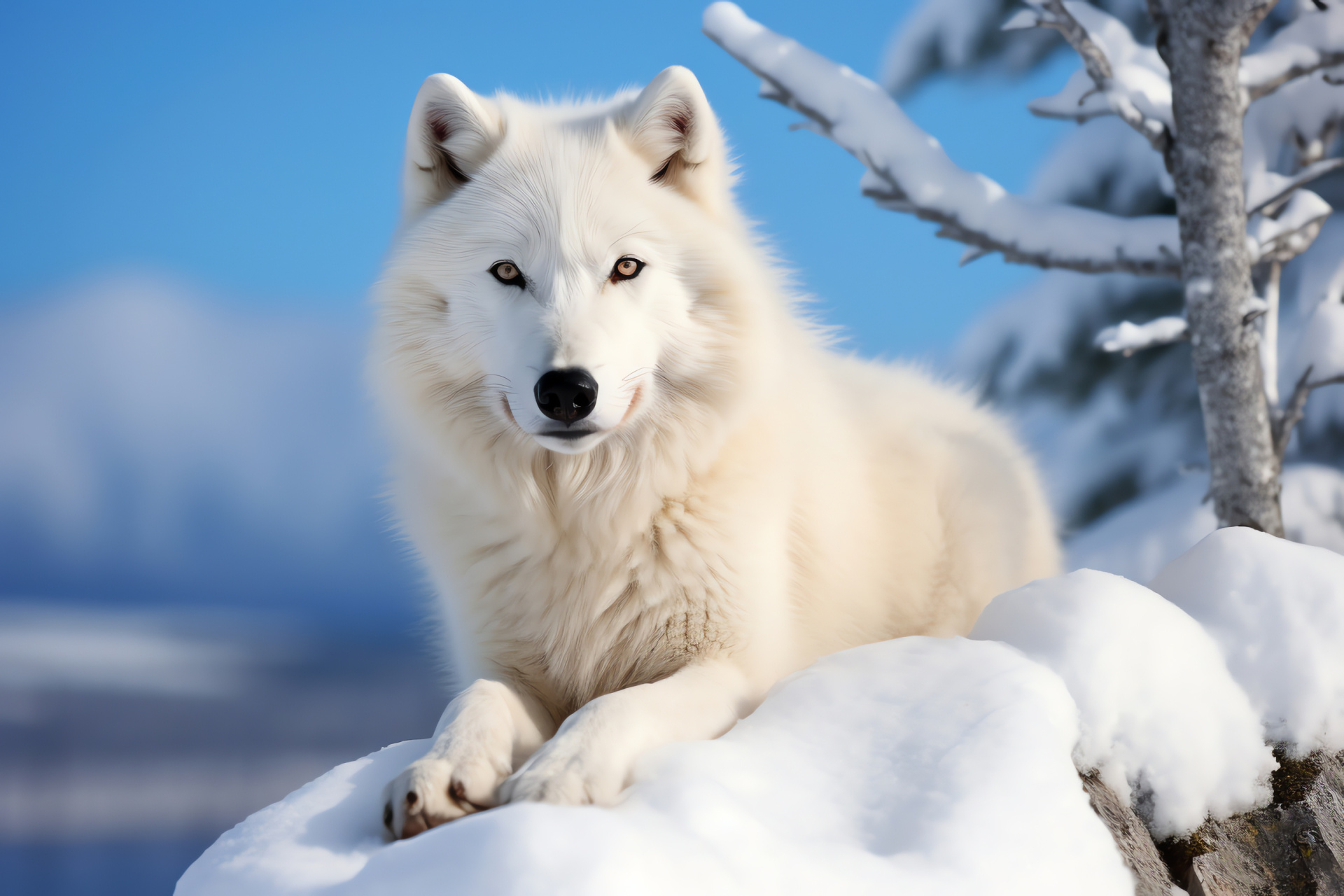 Polar wildlife, Arctic wolf, Tundra animal, Icy realm, Pristine coat, HD Desktop Image