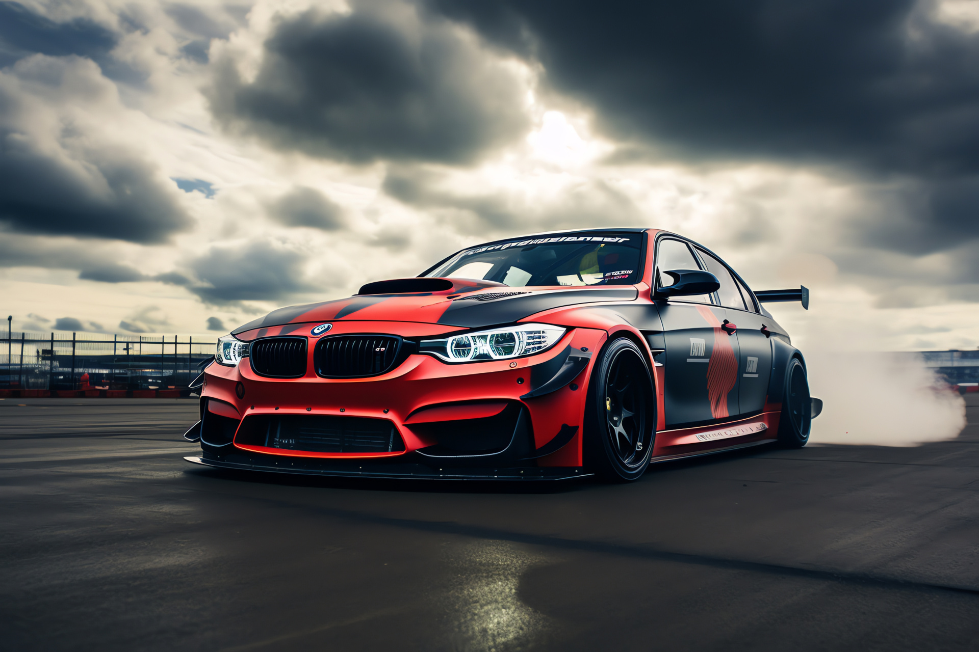 Veilside tuned car, BMW M3 model, Silverstone racing circuit, aftermarket bodywork, performance drifting event, HD Desktop Wallpaper