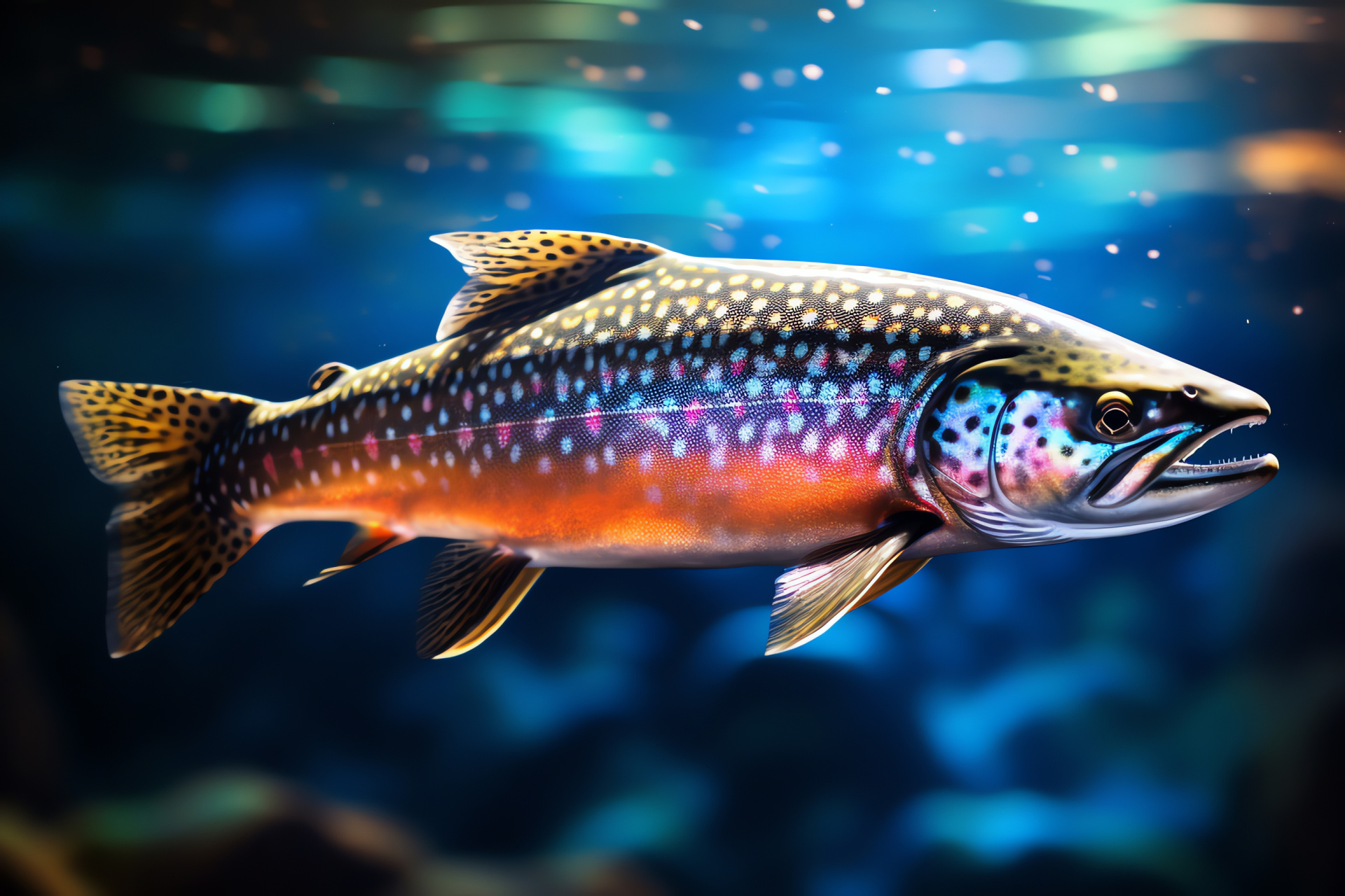 Brook Trout fish, Brook trout habitat, Freshwater fish species, Native trout stream, Aquatic blue coloration, HD Desktop Wallpaper