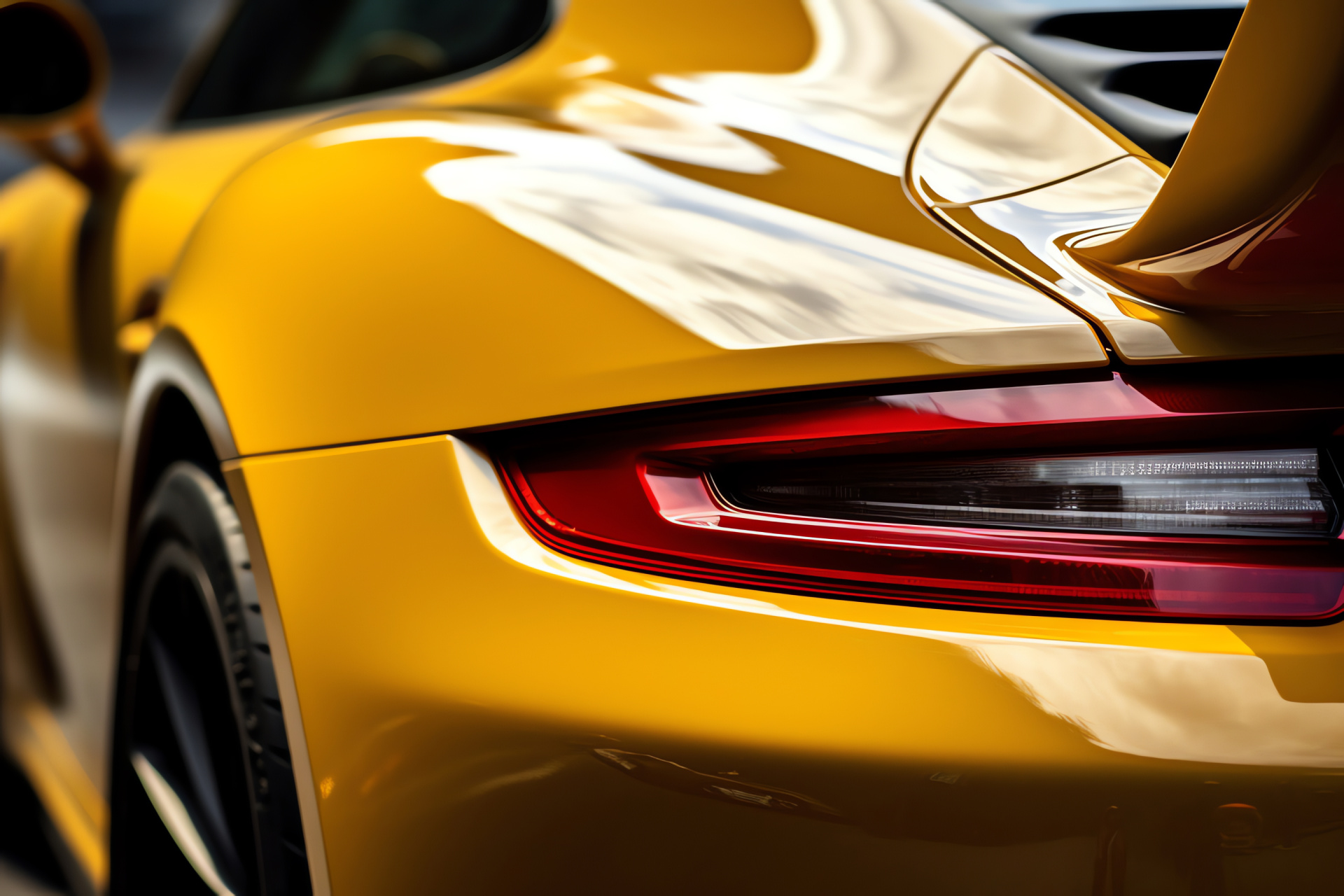 Porsche GT3 detail capture, Stuttgart engineering, Aerodynamic rear wing, Aggressive design features, German performance vehicle, HD Desktop Wallpaper