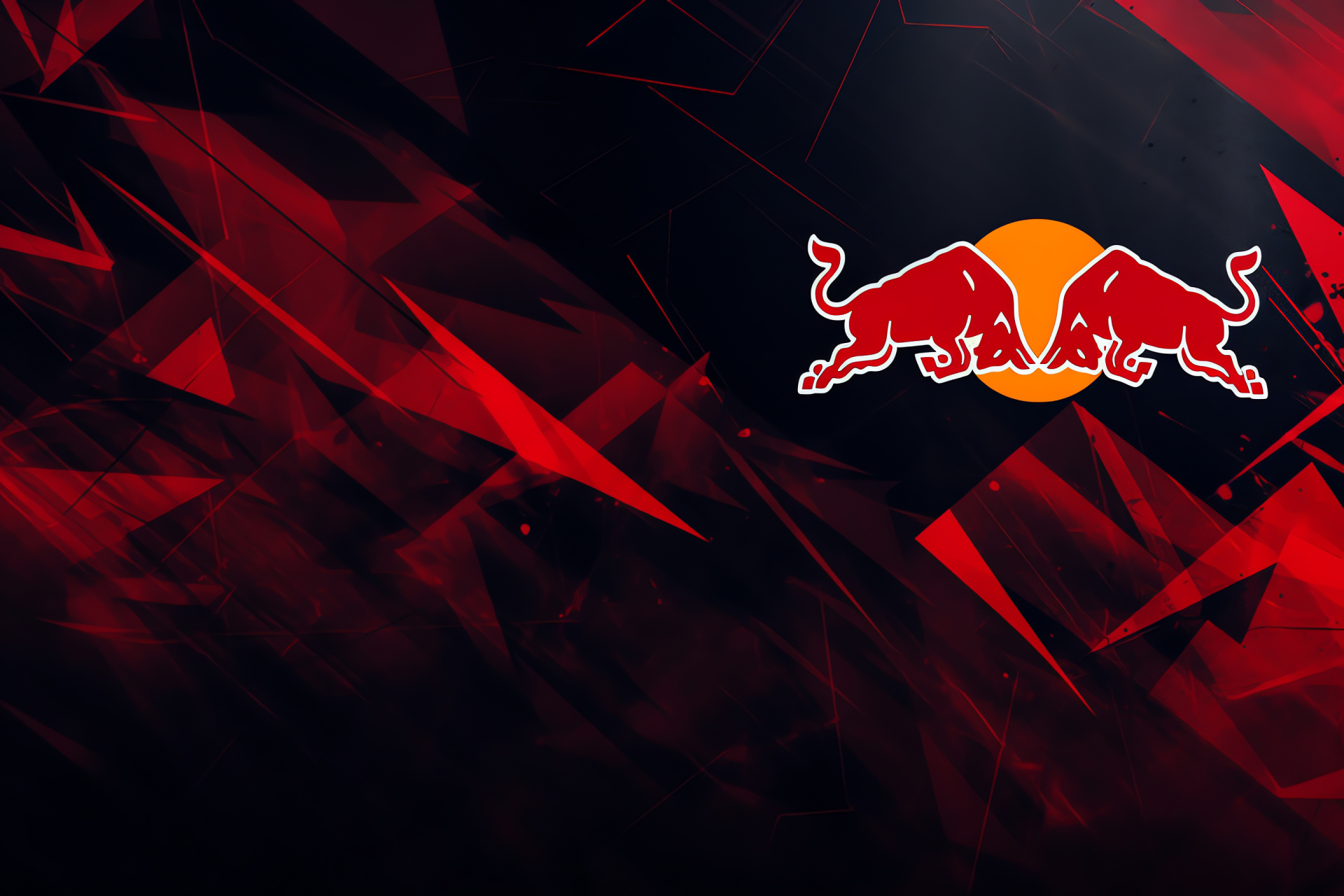 Red Bull symbol, Emblem, Red and black abstract, Charging bull, Energy drink, HD Desktop Image