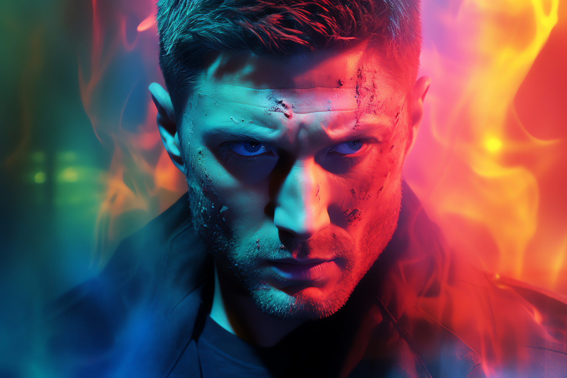 Jensen Ackles, Dean Winchester, Supernatural lead, digital disruption, spectral spectrum, HD Desktop Image