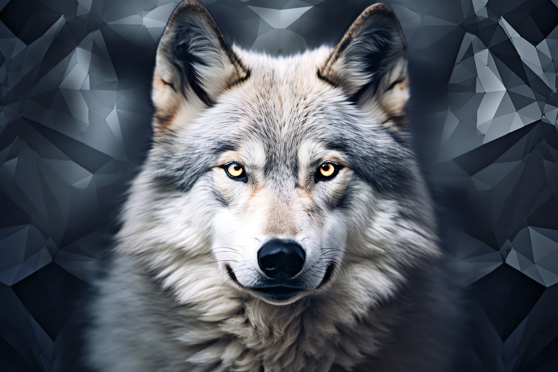 Aged lupine, White wolf, Wildlife geometry, Nature pattern, Predatory animal, HD Desktop Wallpaper