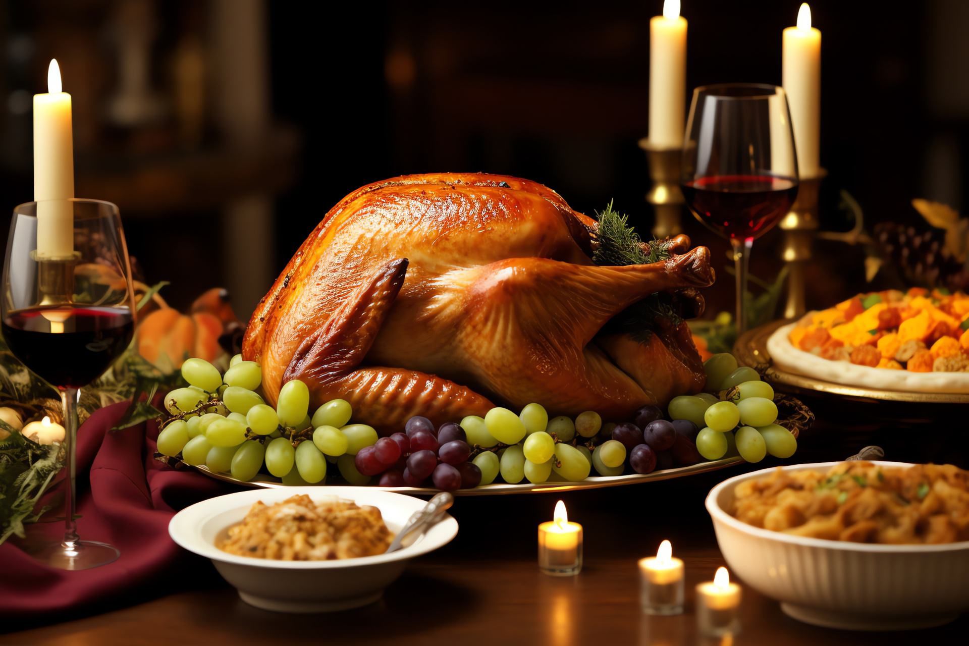 November celebration, Bountiful bird, Garnishes, Themed serve ware, Inviting quarters, HD Desktop Image