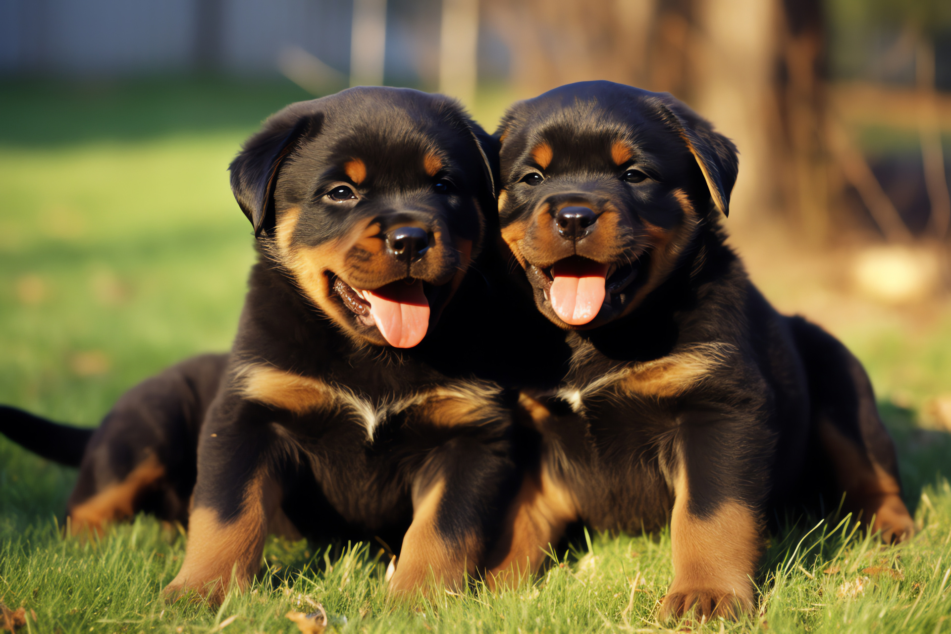 Rottweiler puppy duo, Sibling playtime, Energetic canines, Family pets, Puppy games, HD Desktop Wallpaper