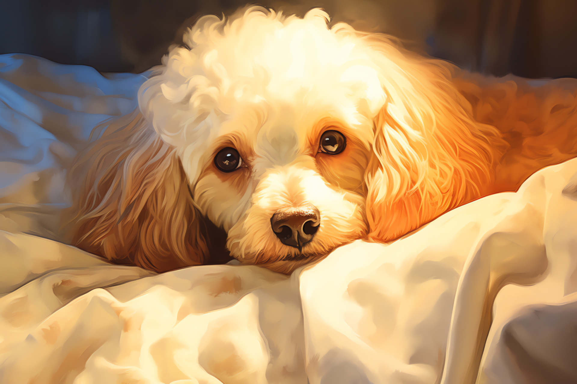 Poodle in residence, Plush Poodle curls, Canine Poodle loyalty, Domestic Poodle setting, Comfort Poodle, HD Desktop Image