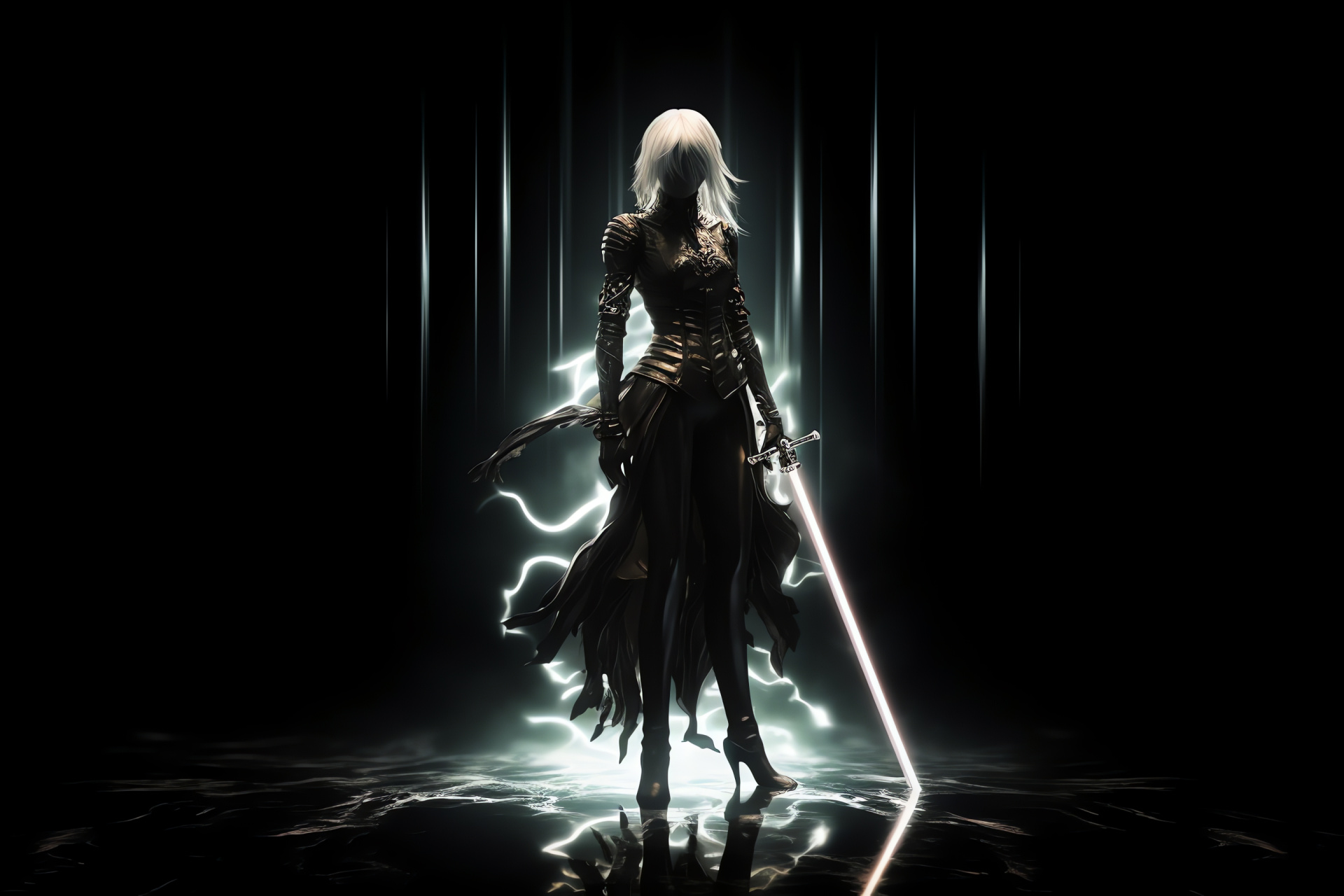 Nier Gestalt, RPG protagonist, Crimson eyes, Enchanted weapon, Mysterious atmosphere, HD Desktop Wallpaper