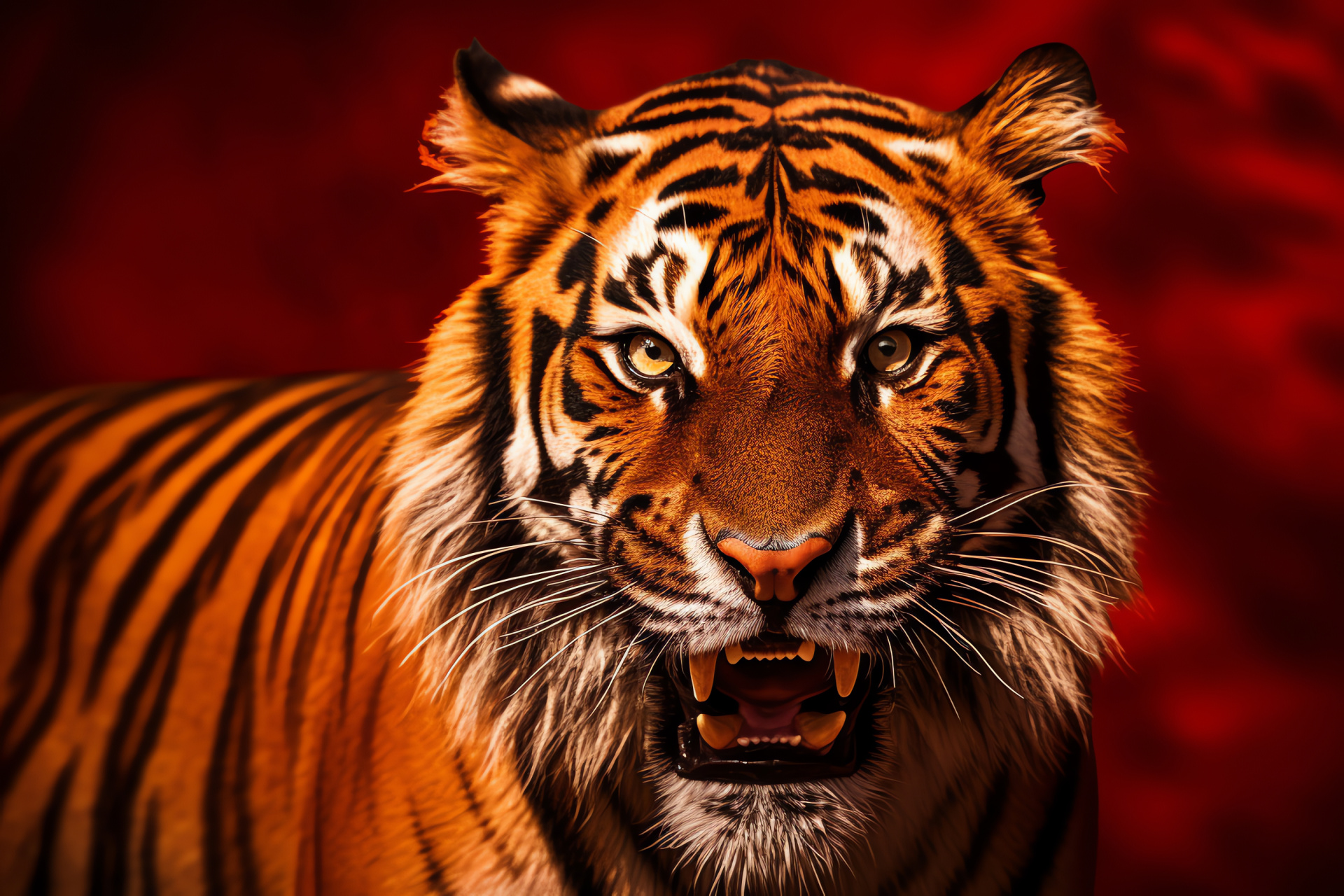 Big cats, Apex predator, Tiger, Fierce gaze, Jungle fauna, HD Desktop Wallpaper