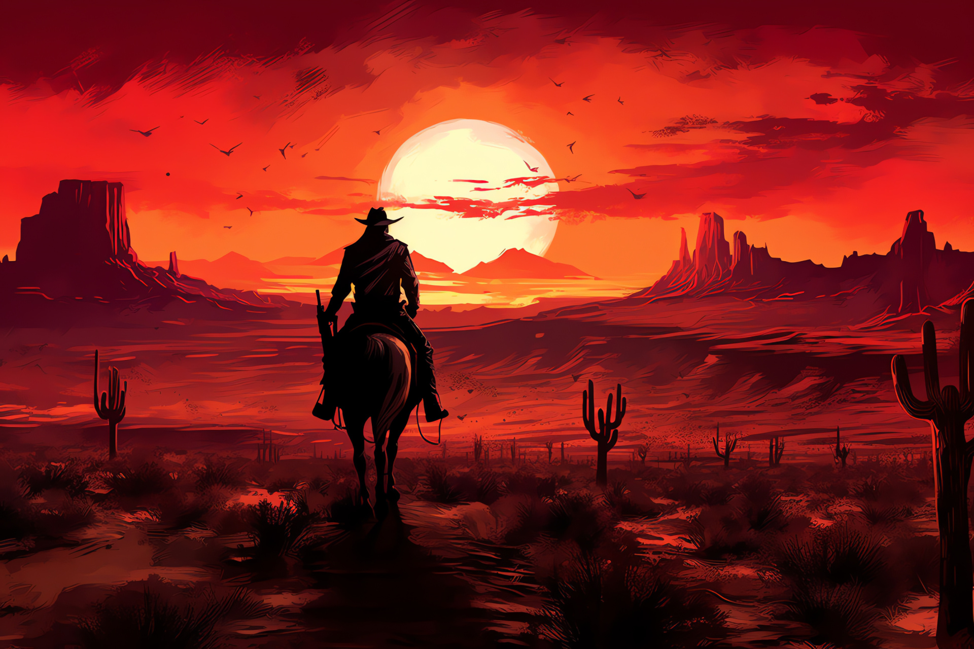 Western gameplay, Cowboy adventure, New Austin region, Rugged terrain, Sun-drenched vista, HD Desktop Wallpaper