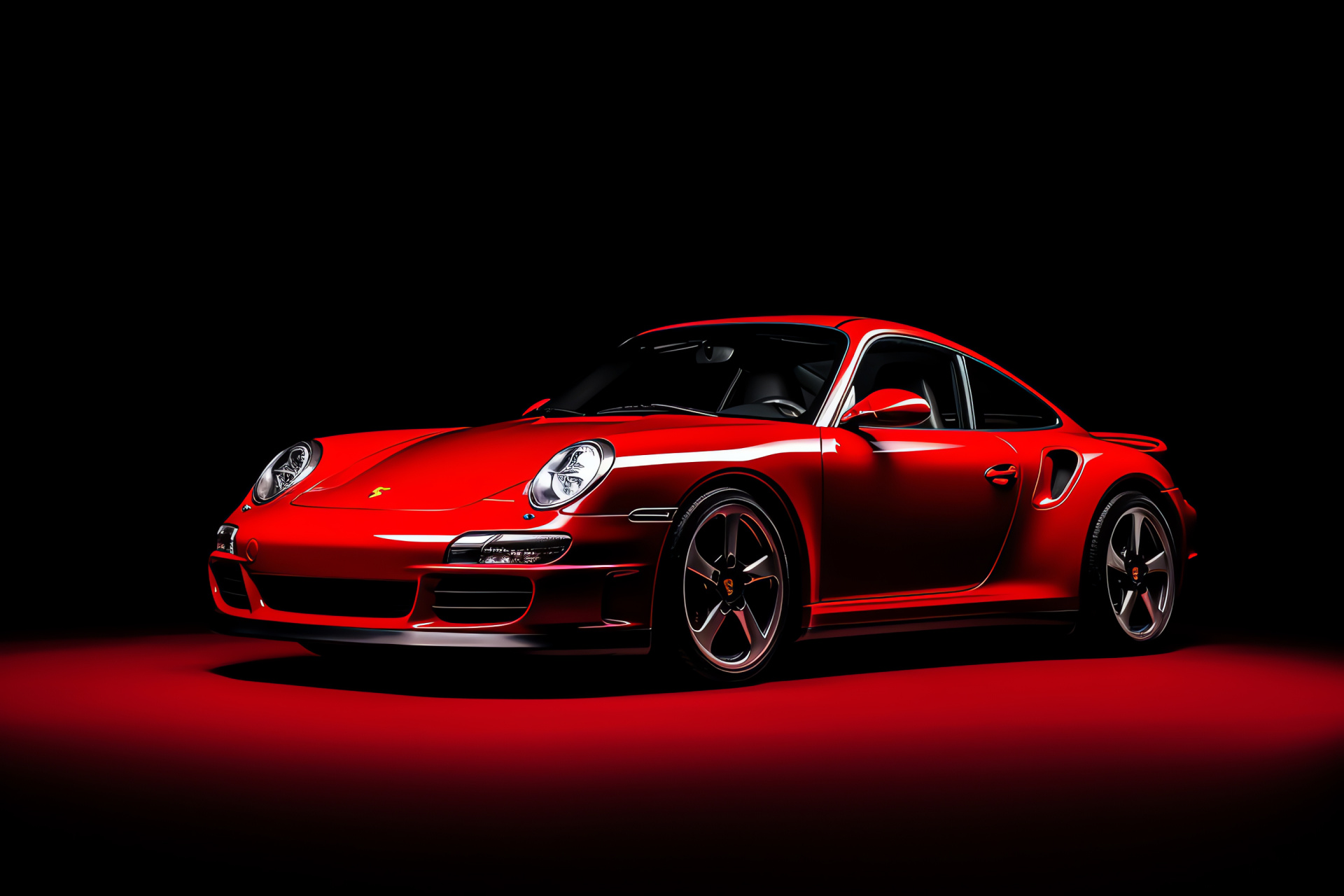 Porsche 911 Turbo, Vibrant car display, Sportscar profile, Red luxury auto, Exclusive motor, HD Desktop Image