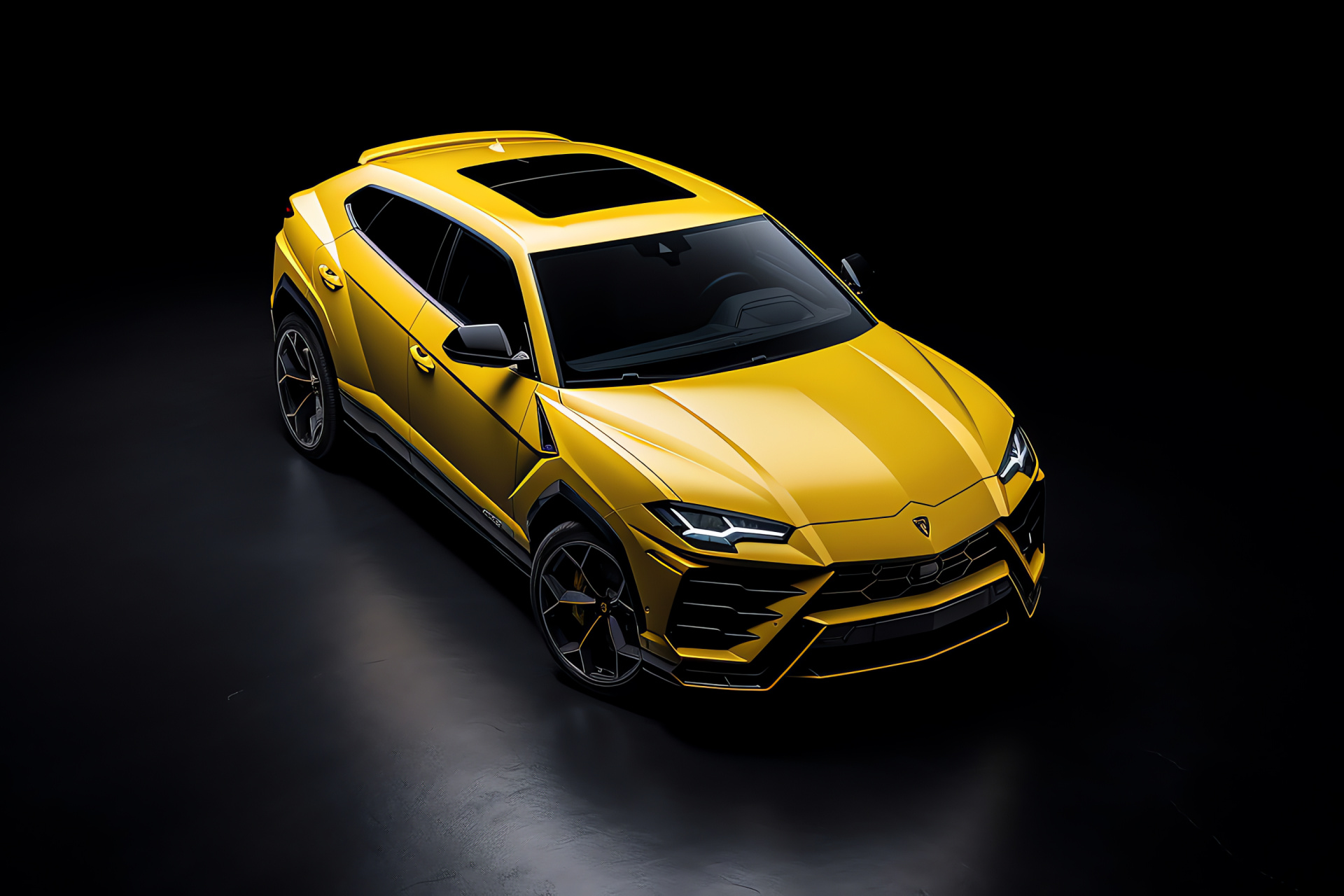 Lamborghini Urus Pearl Capsule, Elevation view, Deep yellow shade, Singular color setting, Luxury performance SUV, HD Desktop Image