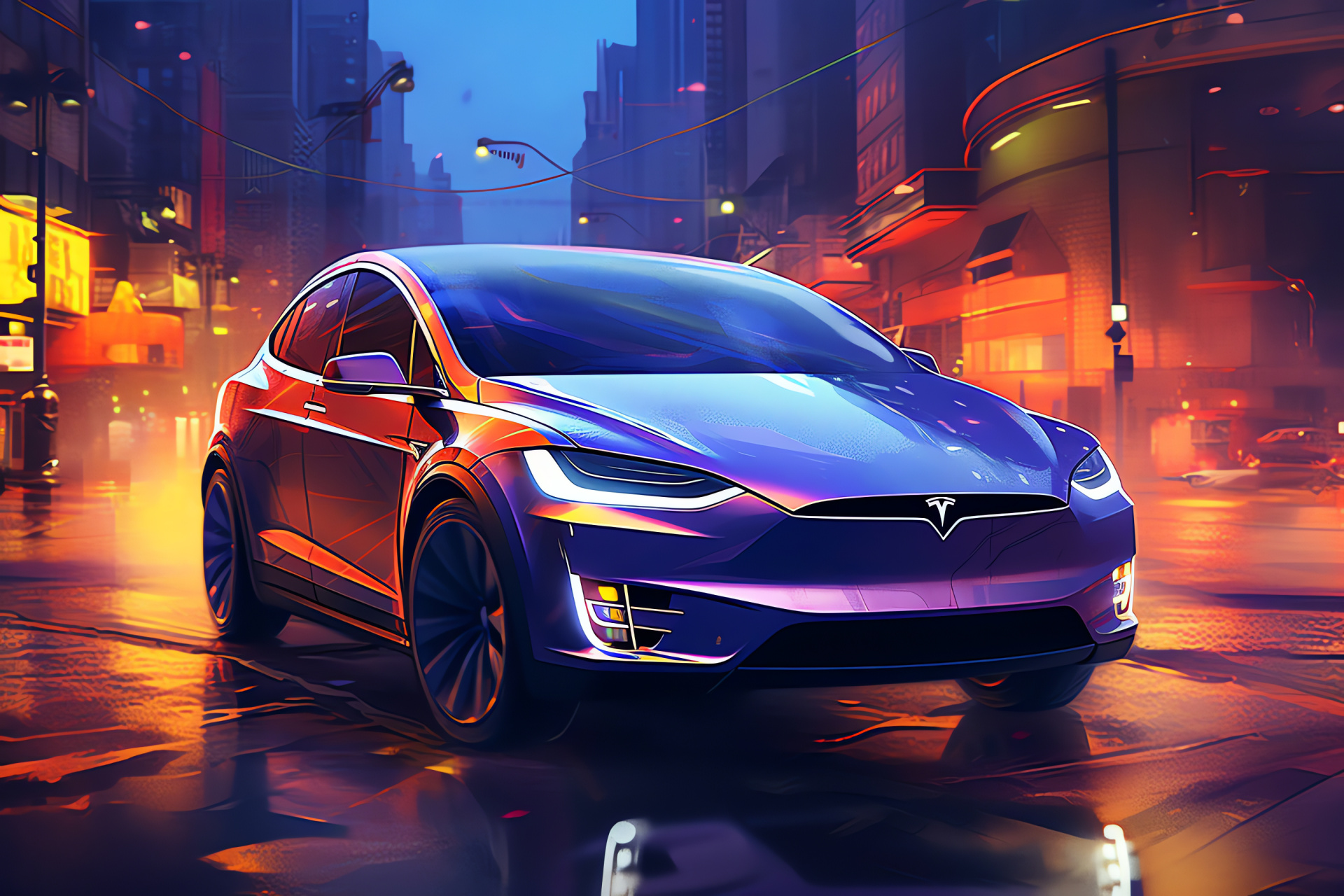 Tesla Model X, Futuristic electric SUV, Urban modernity, Advanced automobile, Electric vehicle innovation, HD Desktop Wallpaper