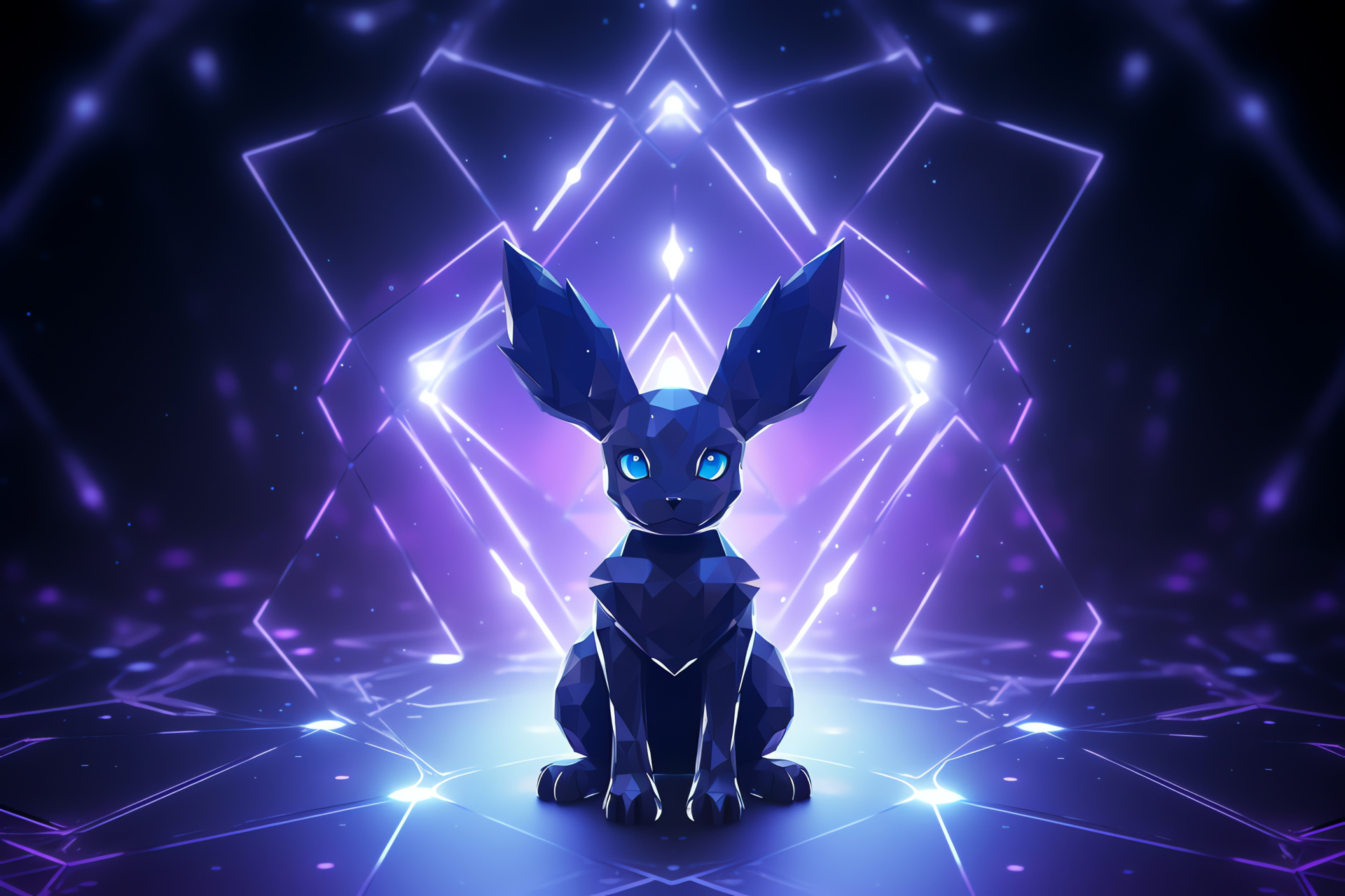 Pokmon Umbreon, Dark type character, Onyx pelt, Crimson oculars, Golden circlets, HD Desktop Image