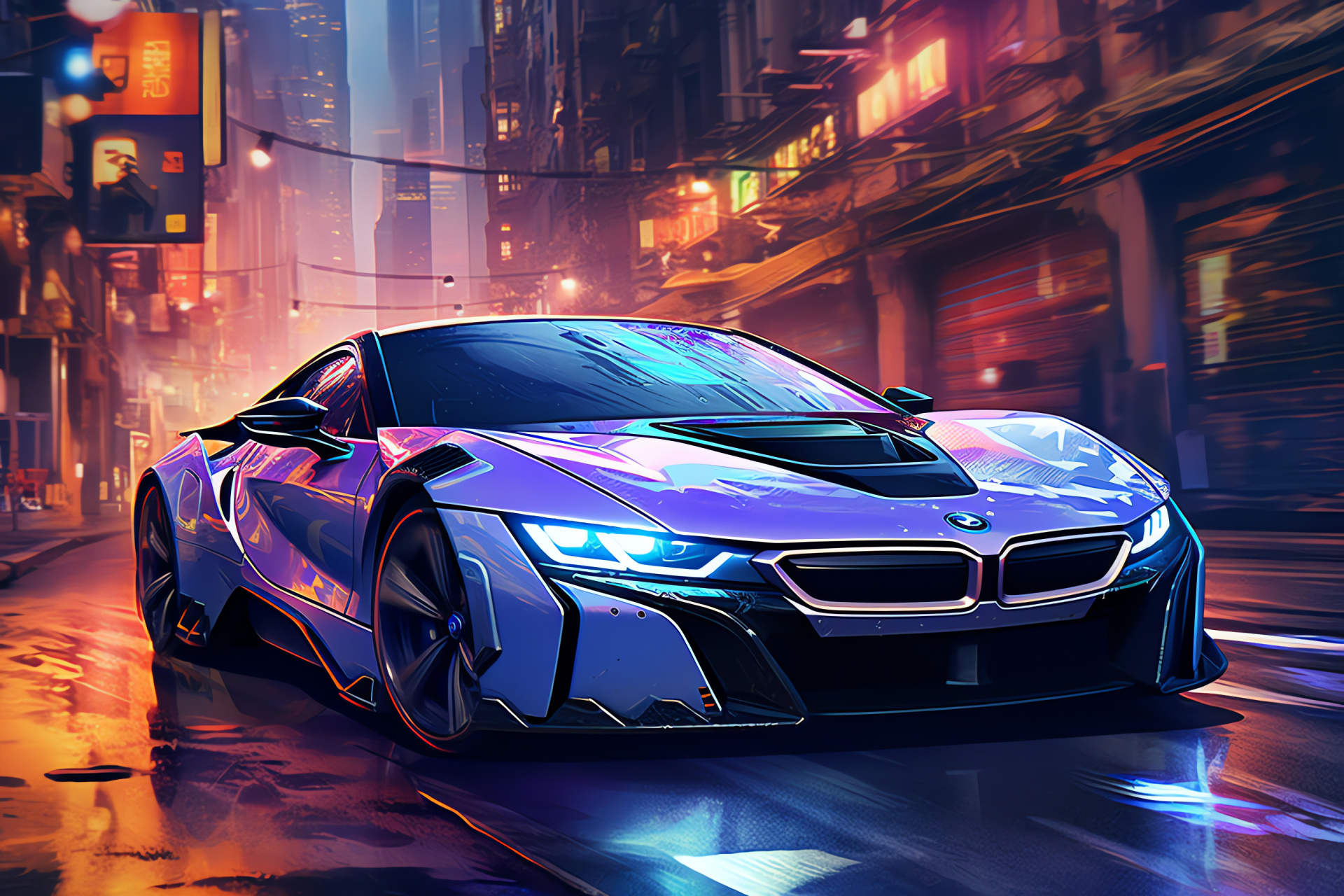 BMW i8 Coupe, Hybrid sports coupe, Future metropolis, Electrified performance, Innovative mobility, HD Desktop Image