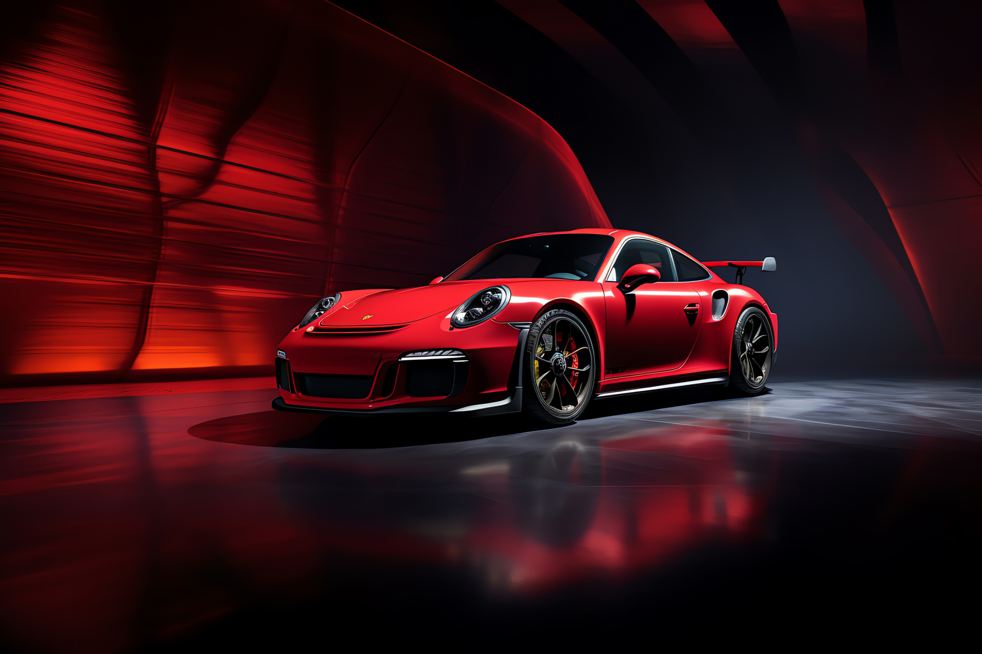 Porsche GT3 RS 4.0 R, Elevated perspectives, Vivid sports vehicle, Dynamic paint finishes, Visual contrast, HD Desktop Wallpaper