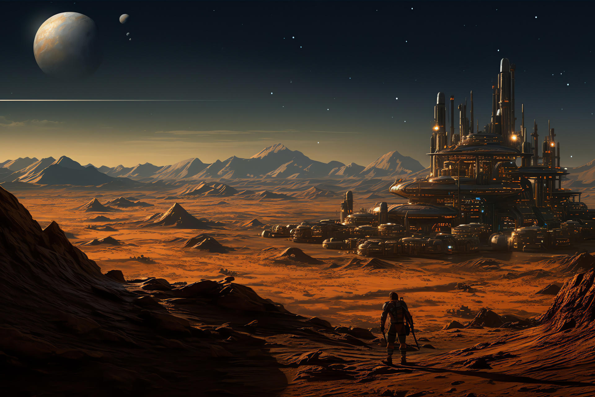 Scifi colonization, Star system settlers, Habitable worlds, Frontier compounds, Interstellar society, HD Desktop Wallpaper