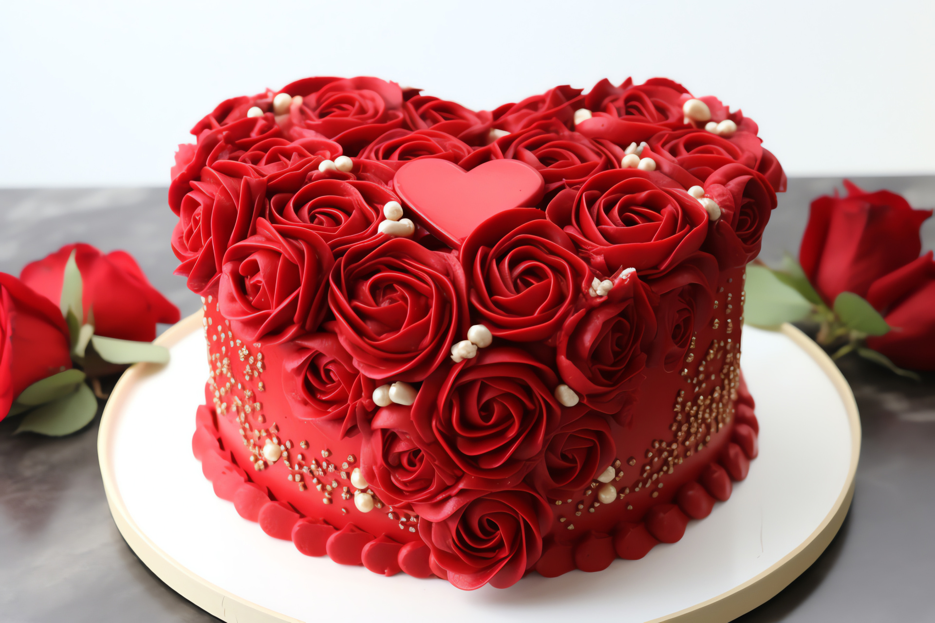 Valentine's dessert, Rose accents, Romance-themed treats, Festive confectionery, Delicate adornments, HD Desktop Image