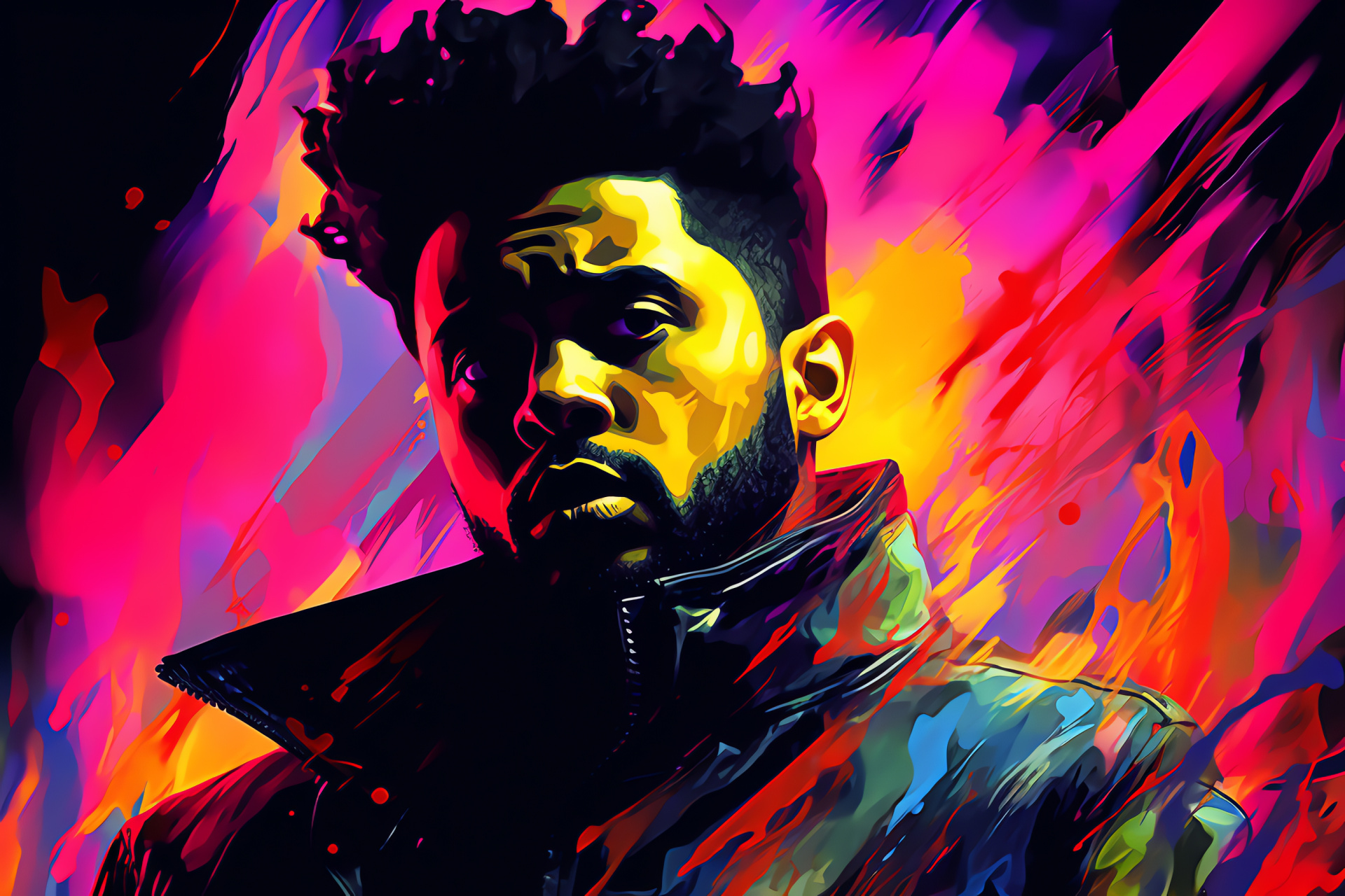 The Weeknd, Music artist, Creative portrait, Pop culture, Abstract expression, HD Desktop Wallpaper
